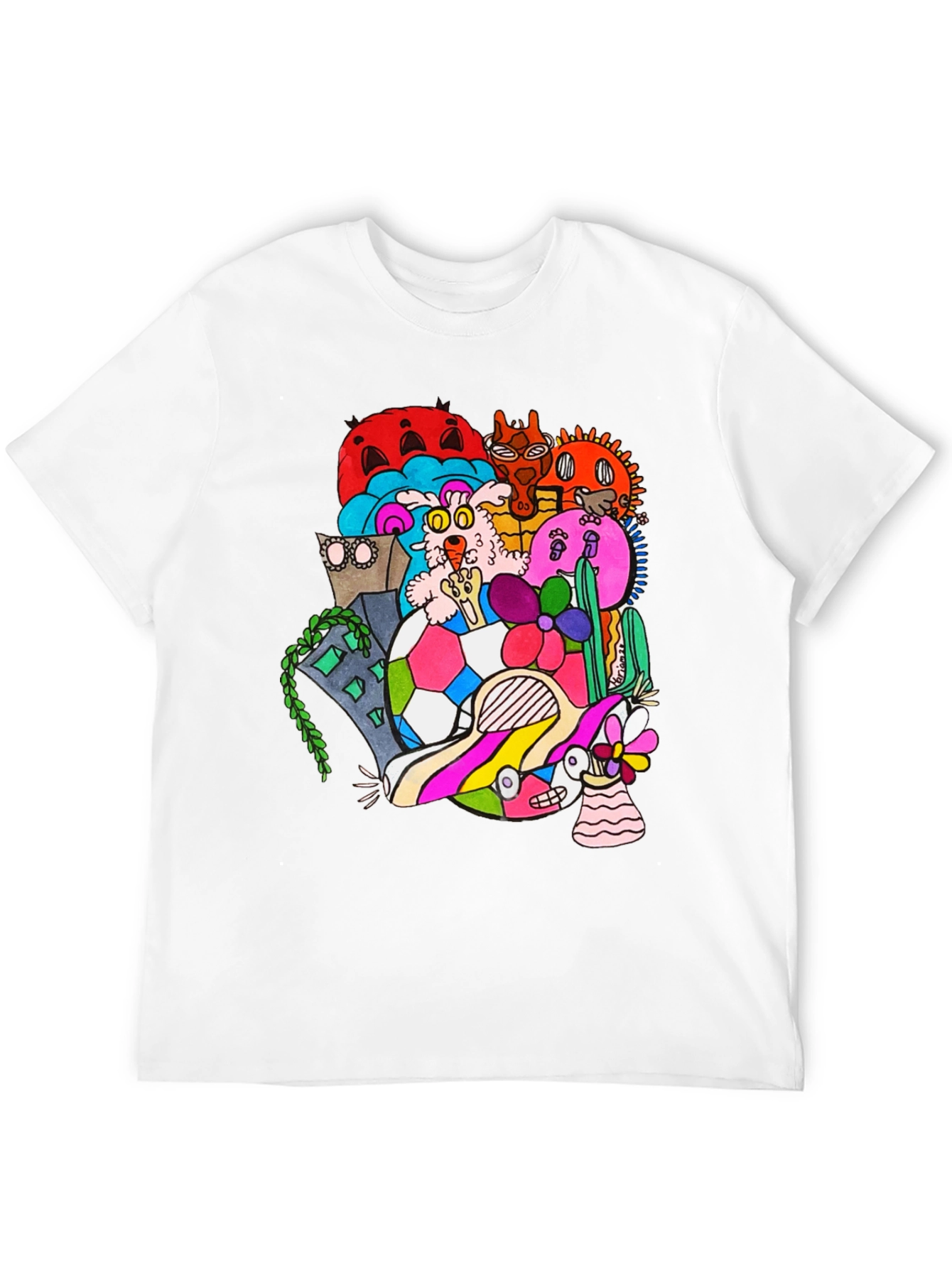 Funky Doodle Graphic Tee - Black Casual T-Shirt