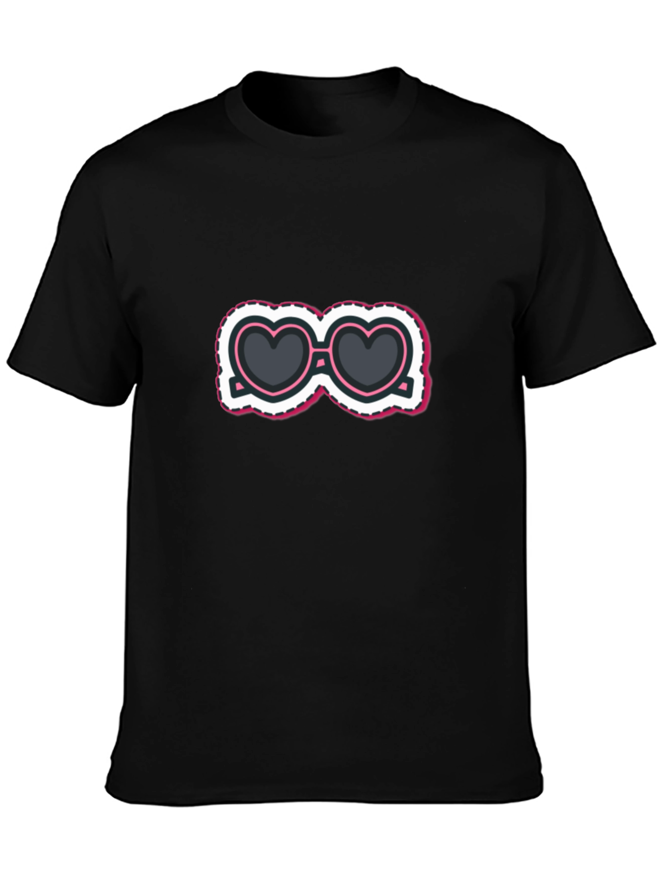 Heart Sunglasses Graphic Tee - Stylish Black T-Shirt