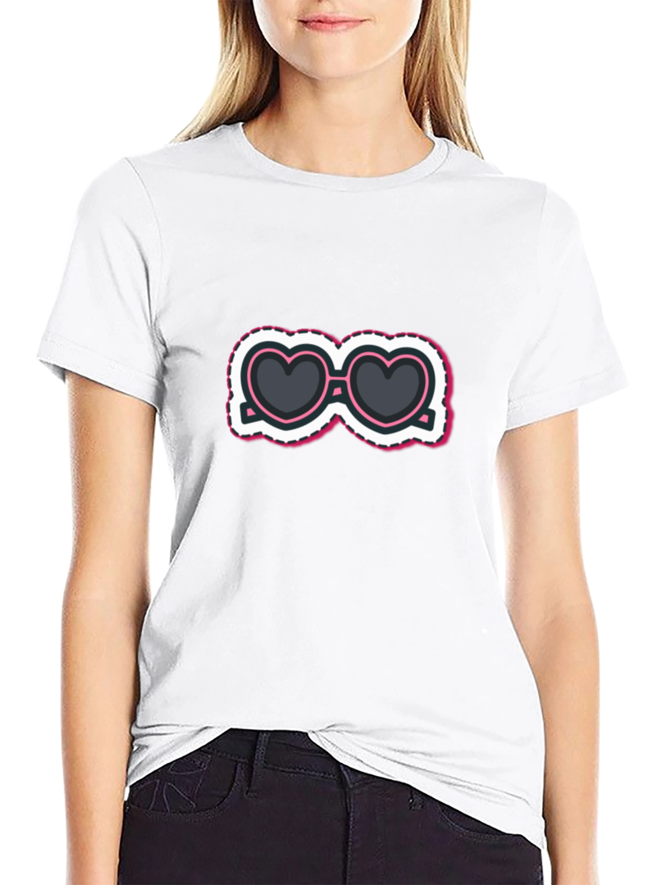 Heart Sunglasses Graphic Tee - Stylish Black T-Shirt