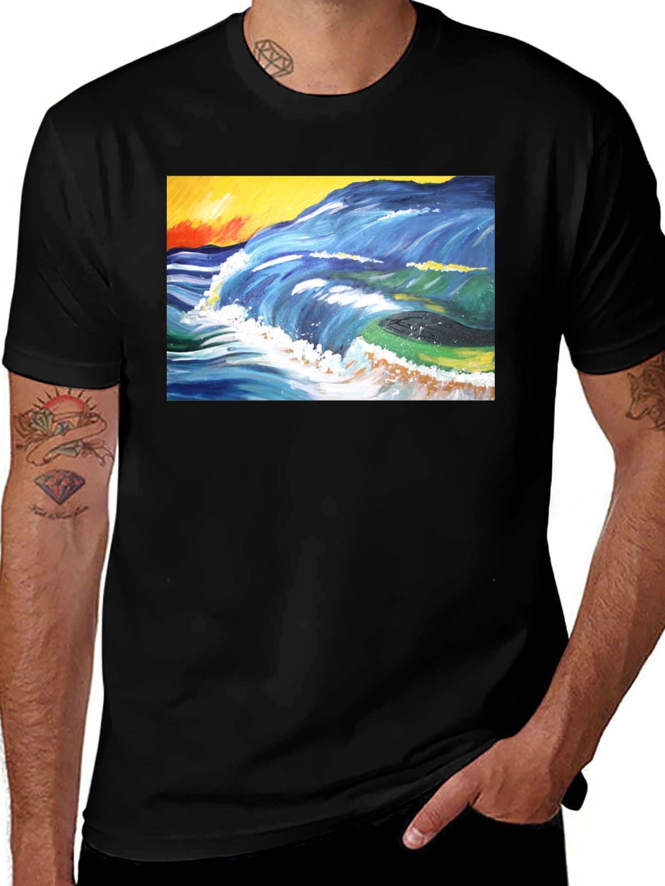 Ocean Wave Art T-Shirt - Artistic Graphic Tee