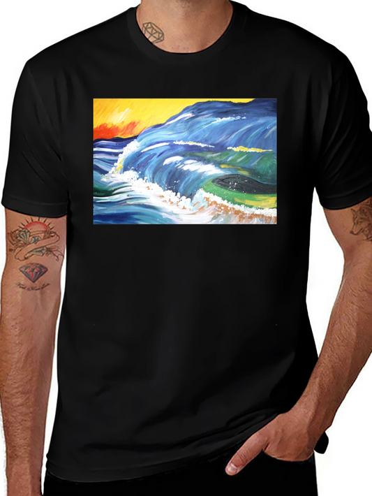 Ocean Wave Art T-Shirt - Artistic Graphic Tee