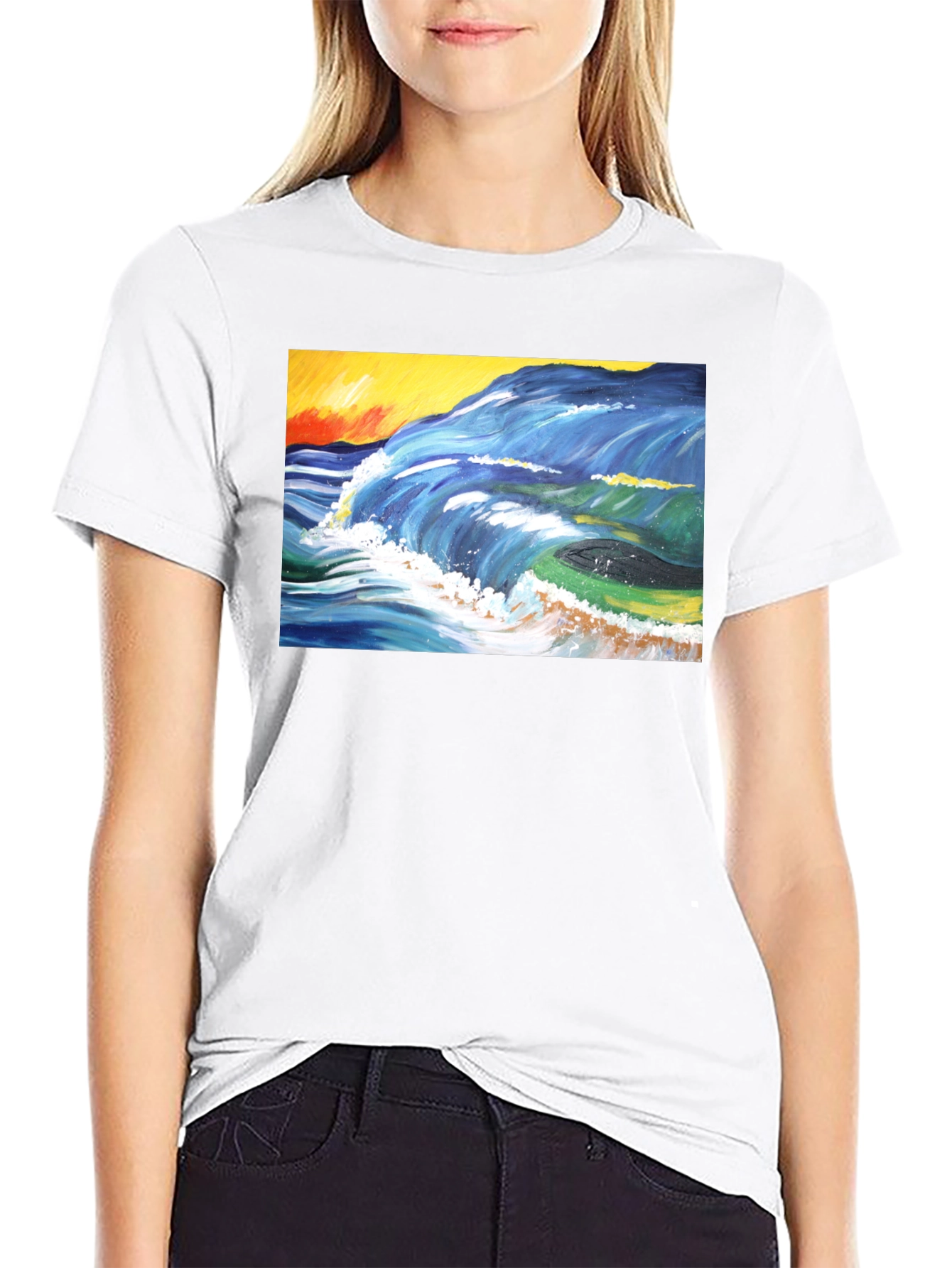 Ocean Wave Art T-Shirt - Artistic Graphic Tee