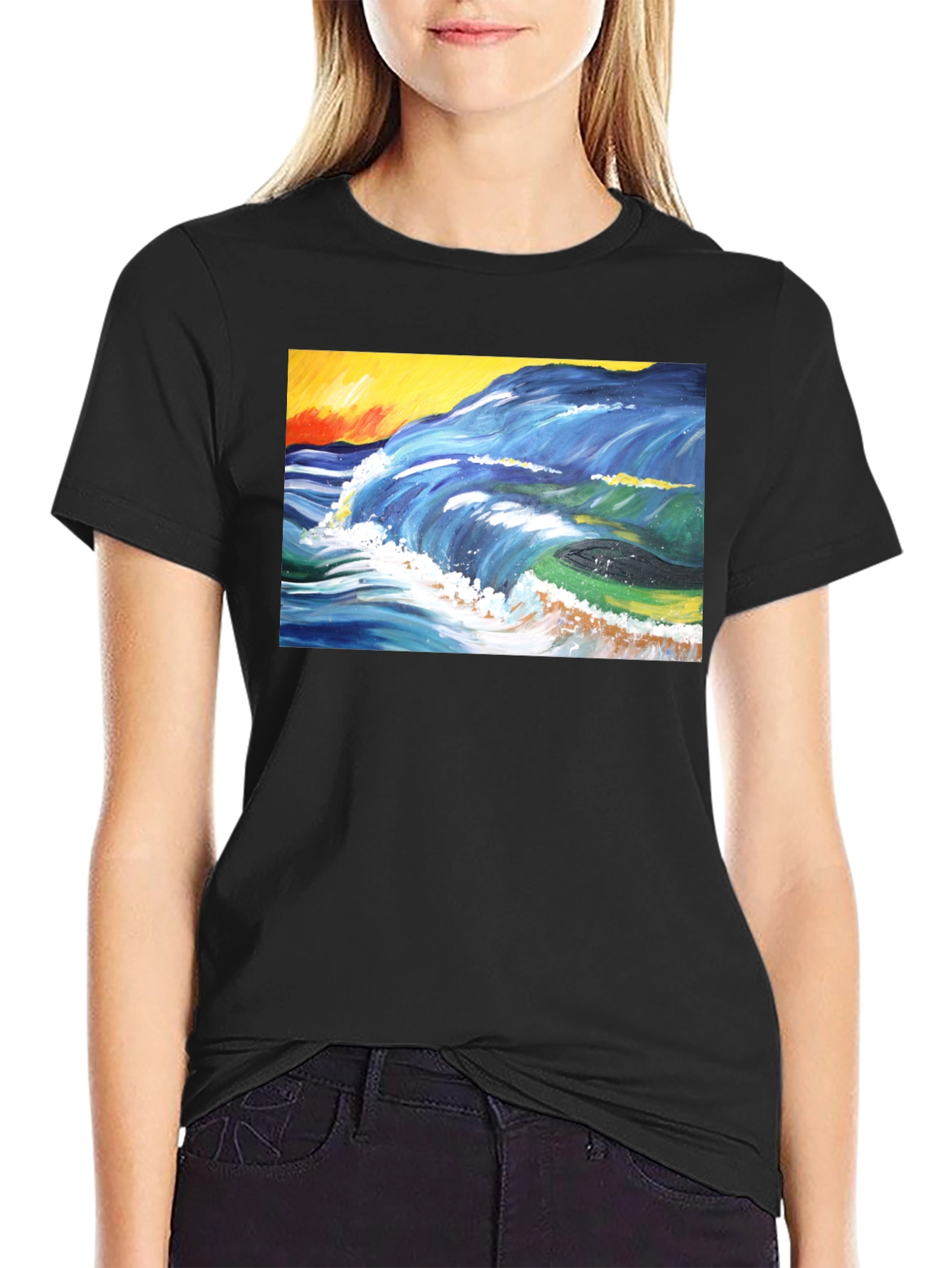 Ocean Wave Art T-Shirt - Artistic Graphic Tee