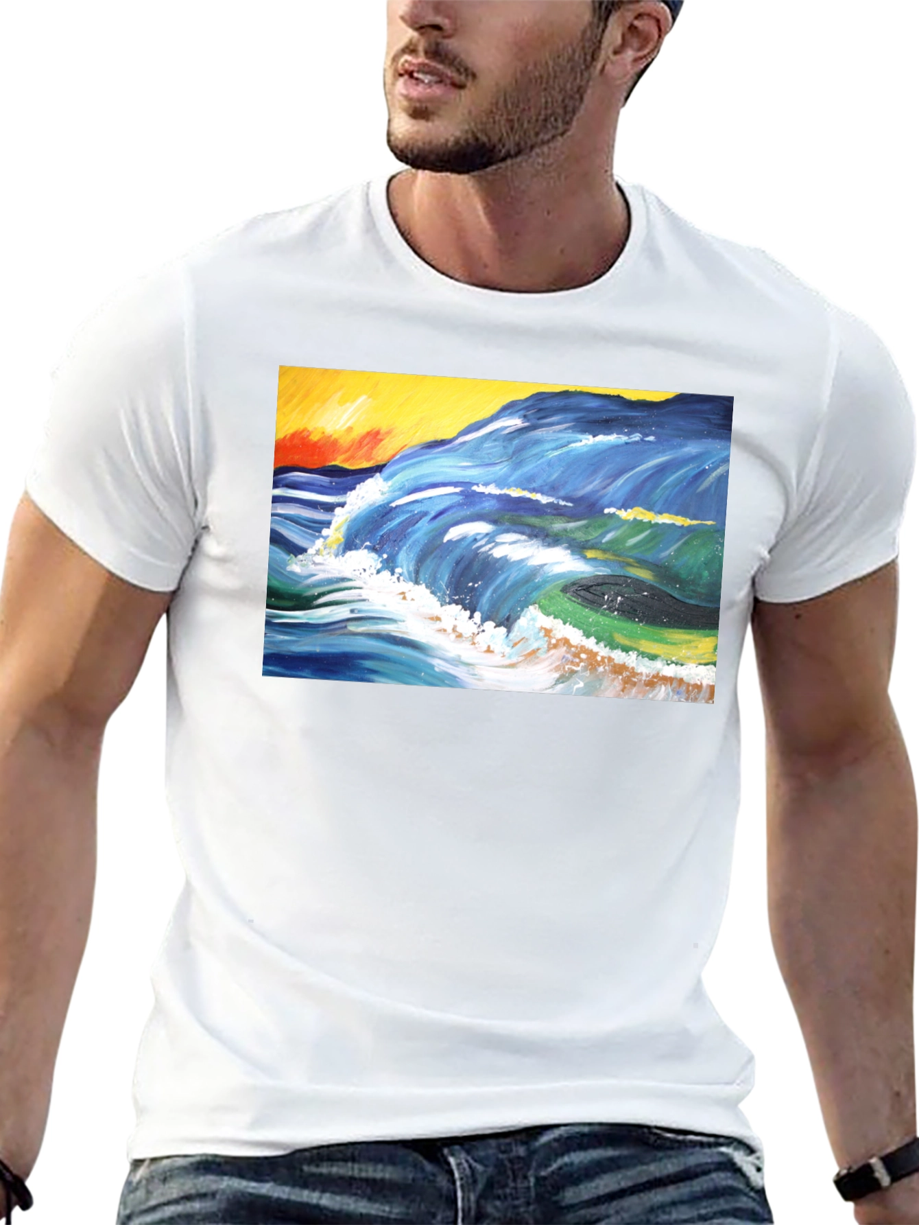 Ocean Wave Art T-Shirt - Artistic Graphic Tee