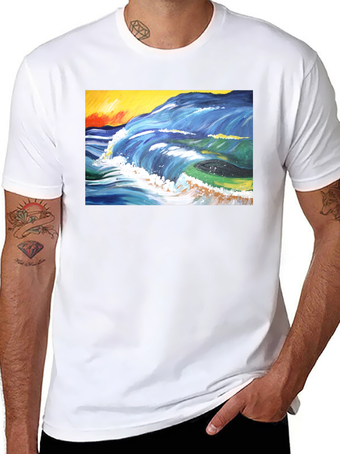 Ocean Wave Art T-Shirt - Artistic Graphic Tee