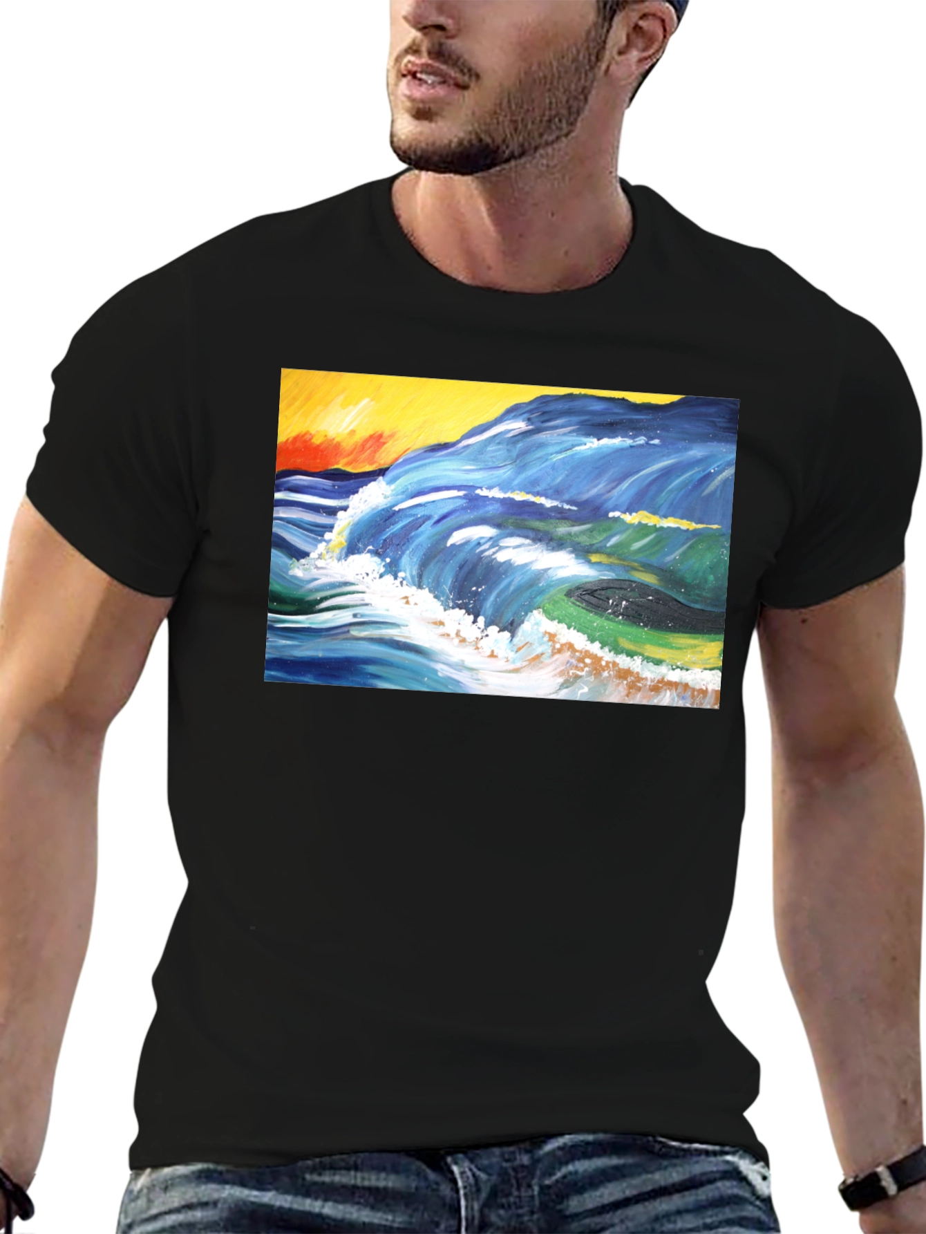 Ocean Wave Art T-Shirt - Artistic Graphic Tee