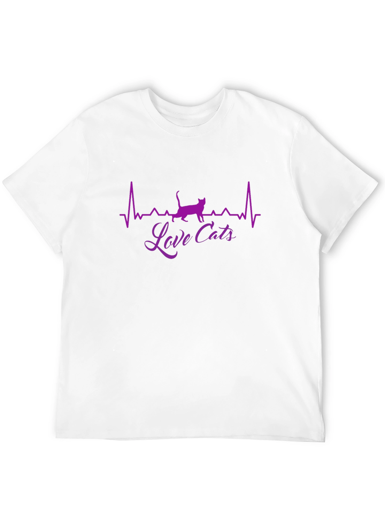 Love Cats T-Shirt - Heartbeat Cat Design