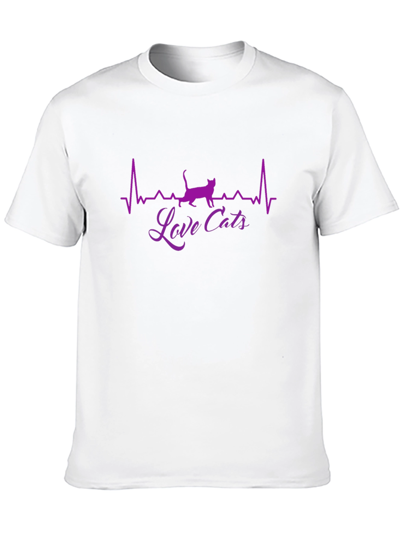 Love Cats T-Shirt - Heartbeat Cat Design