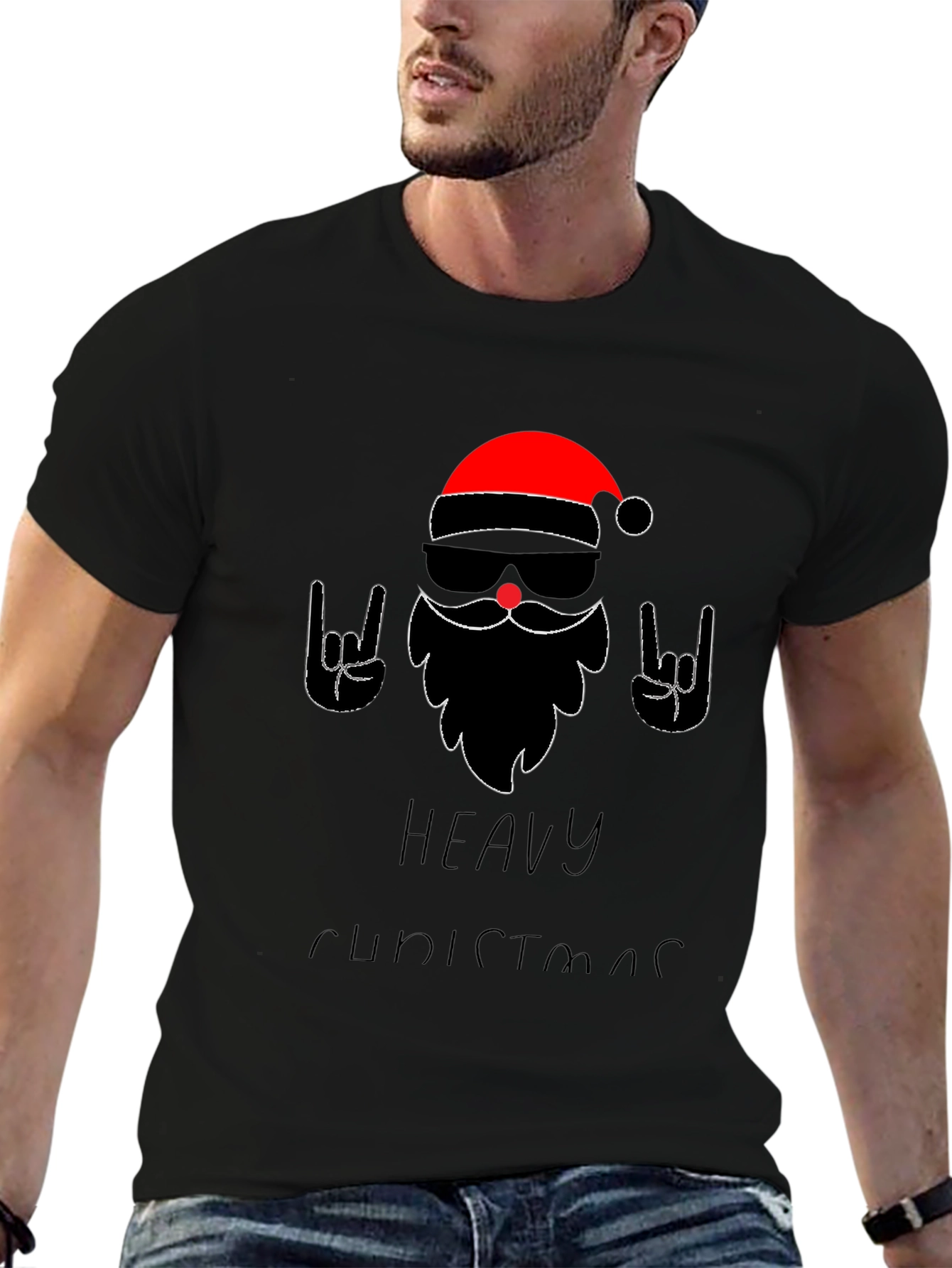 Heavy Christmas Santa Graphic T-Shirt