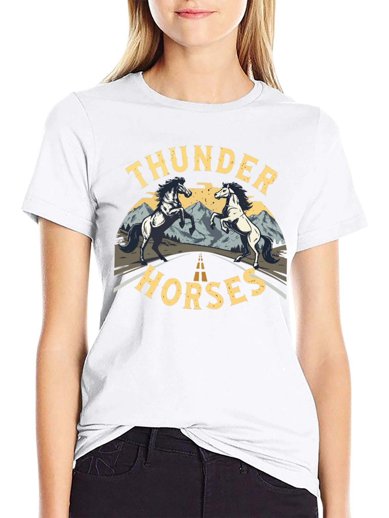 Thunder Horses Black Graphic T-Shirt