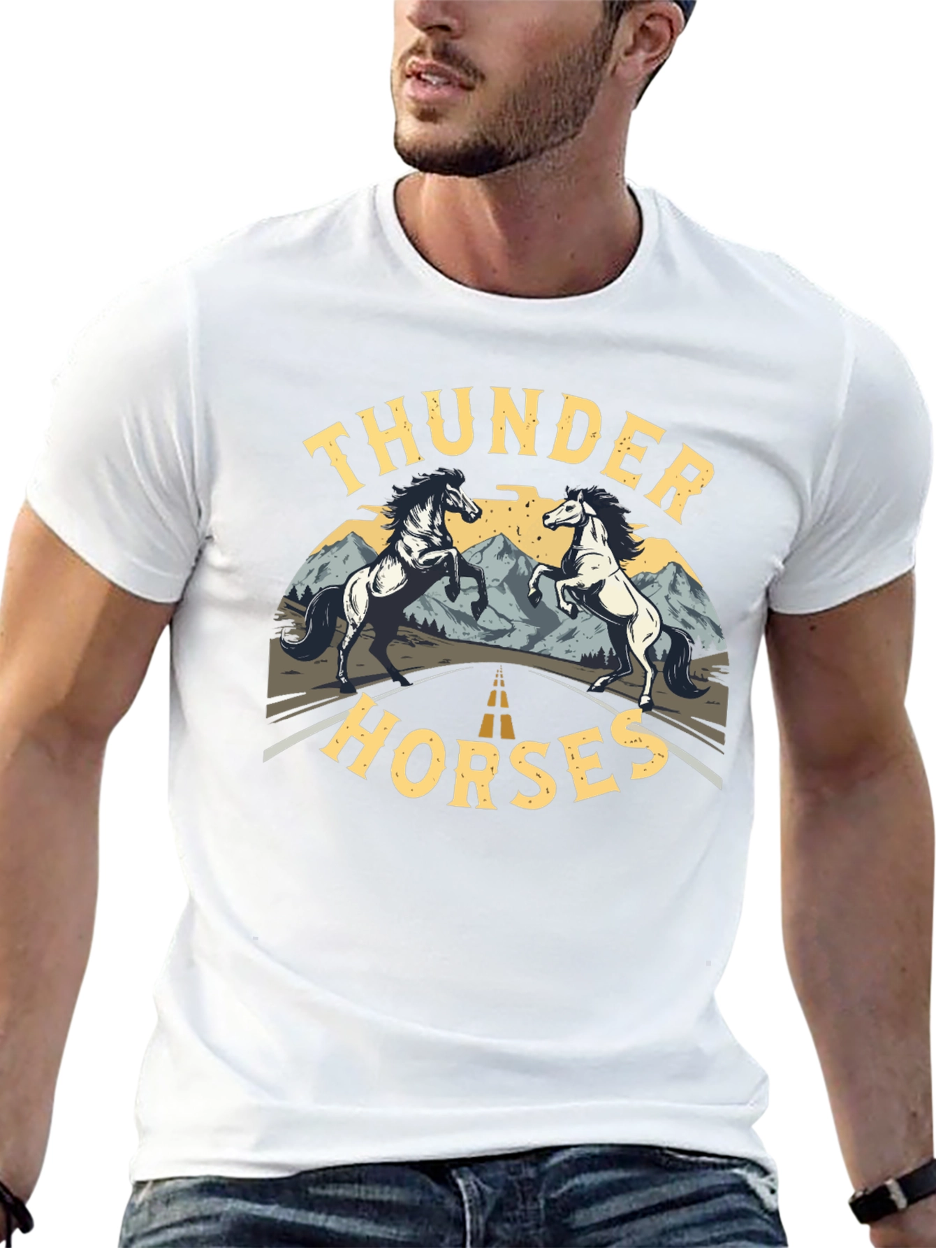 Thunder Horses Black Graphic T-Shirt