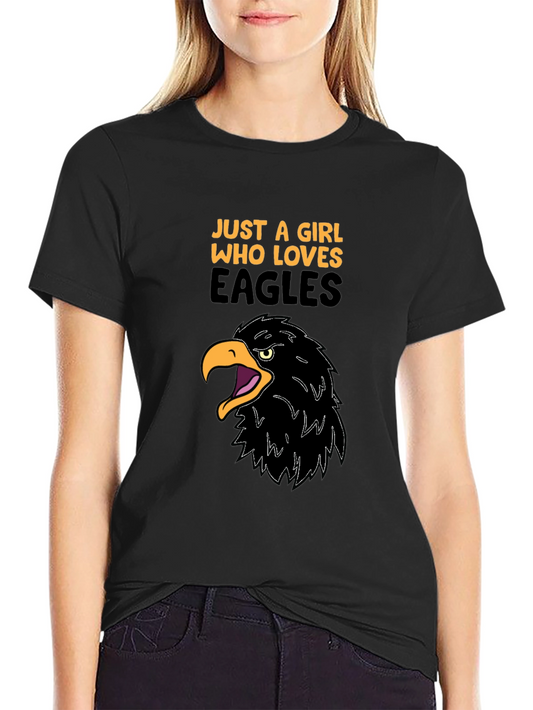 Girl Loves Eagles Graphic Tee - Black