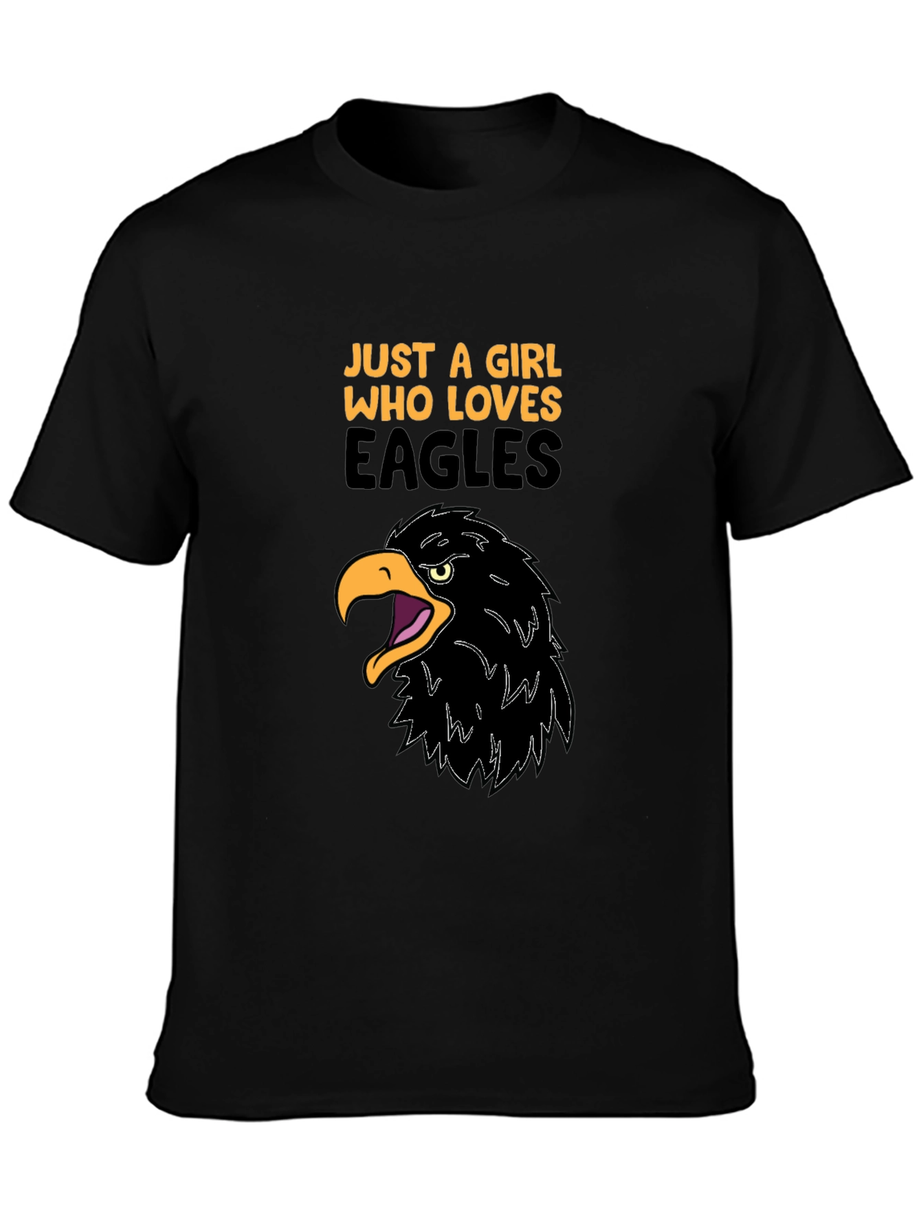 Girl Loves Eagles Graphic Tee - Black