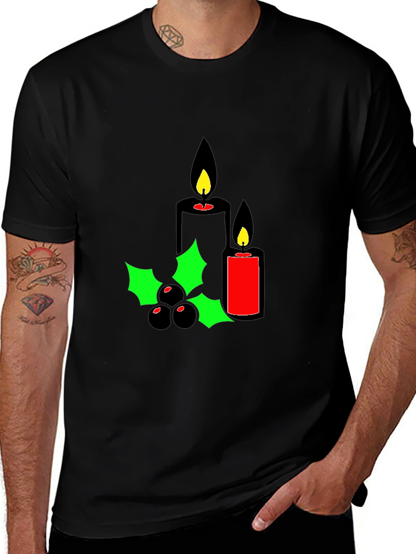 Holiday Candles Graphic Tee - Christmas Spirit Shirt