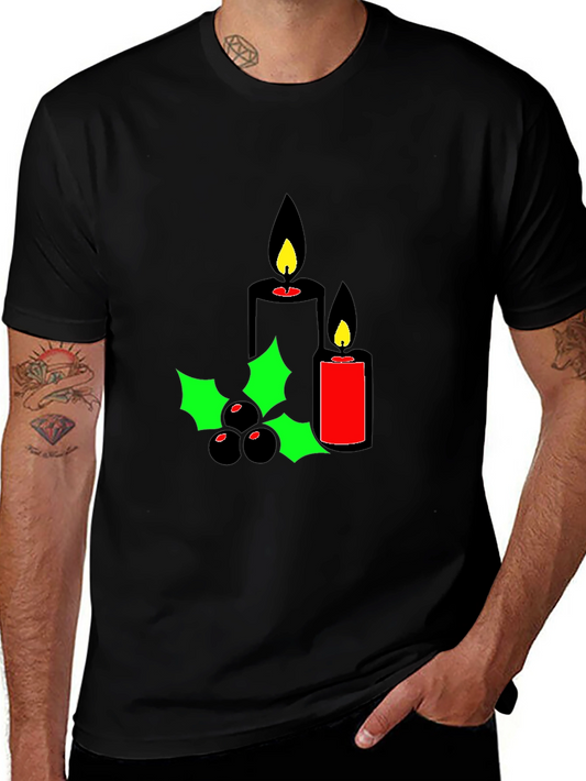 Holiday Candles Graphic Tee - Christmas Spirit Shirt
