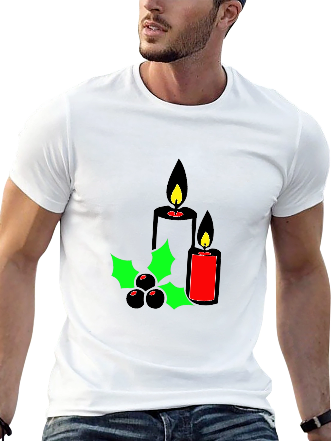 Holiday Candles Graphic Tee - Christmas Spirit Shirt