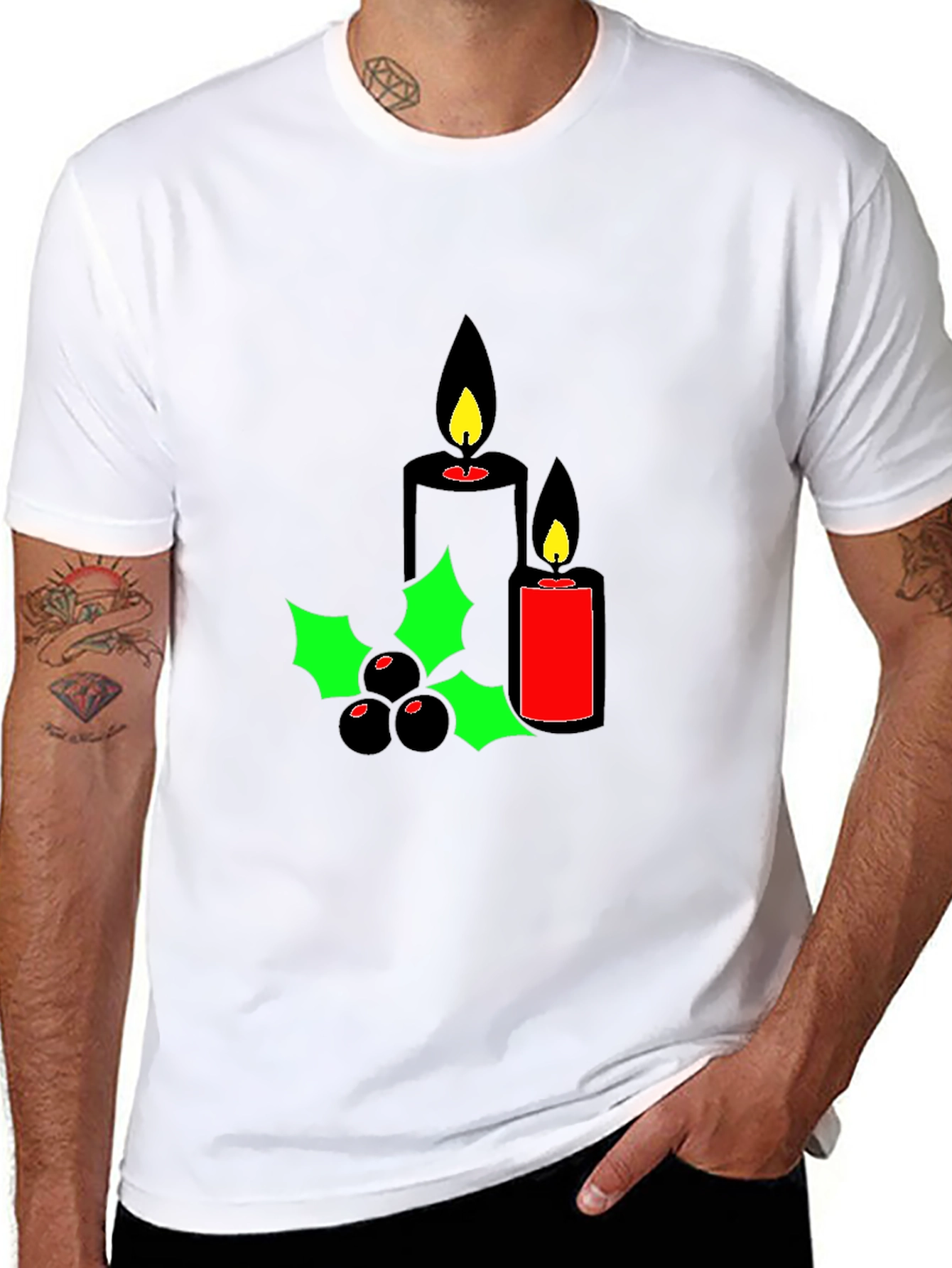 Holiday Candles Graphic Tee - Christmas Spirit Shirt