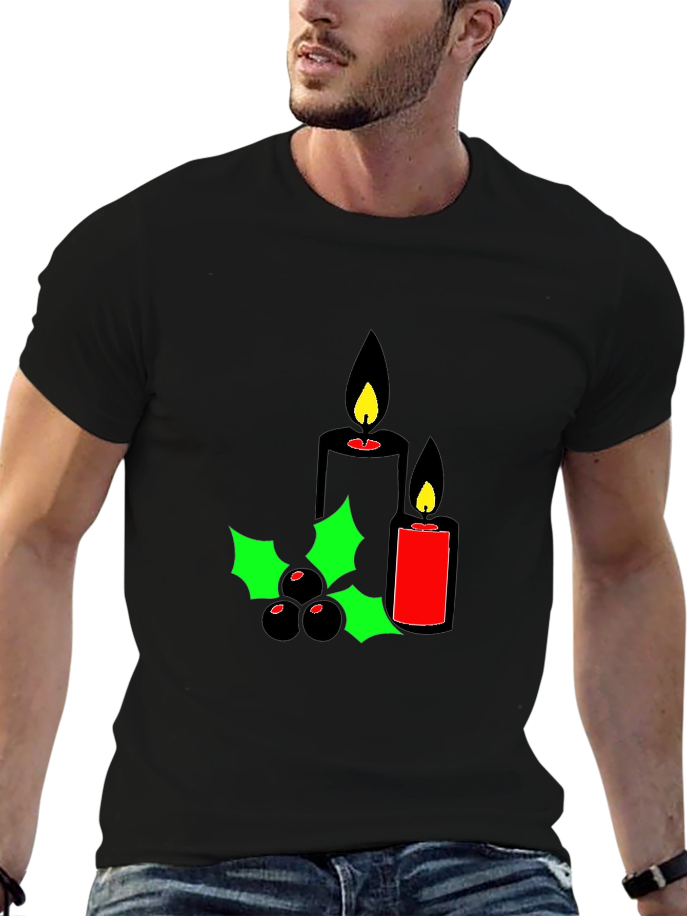 Holiday Candles Graphic Tee - Christmas Spirit Shirt