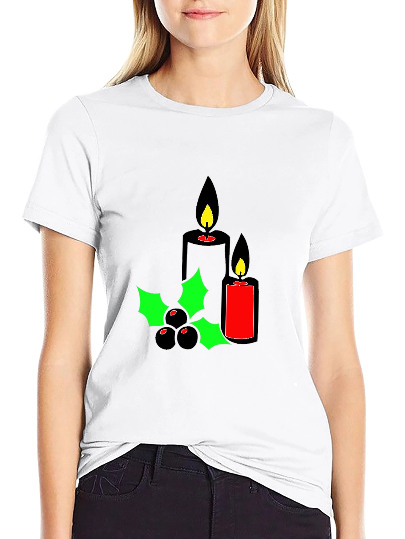 Holiday Candles Graphic Tee - Christmas Spirit Shirt