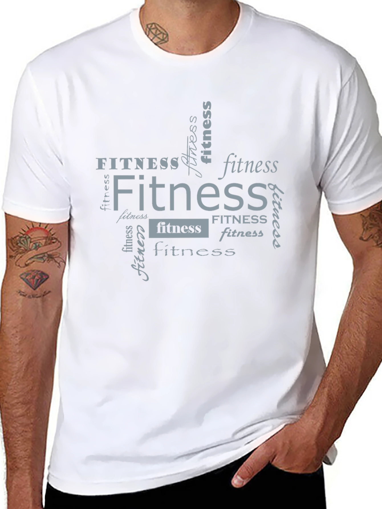 Fitness Word Art Black T-Shirt