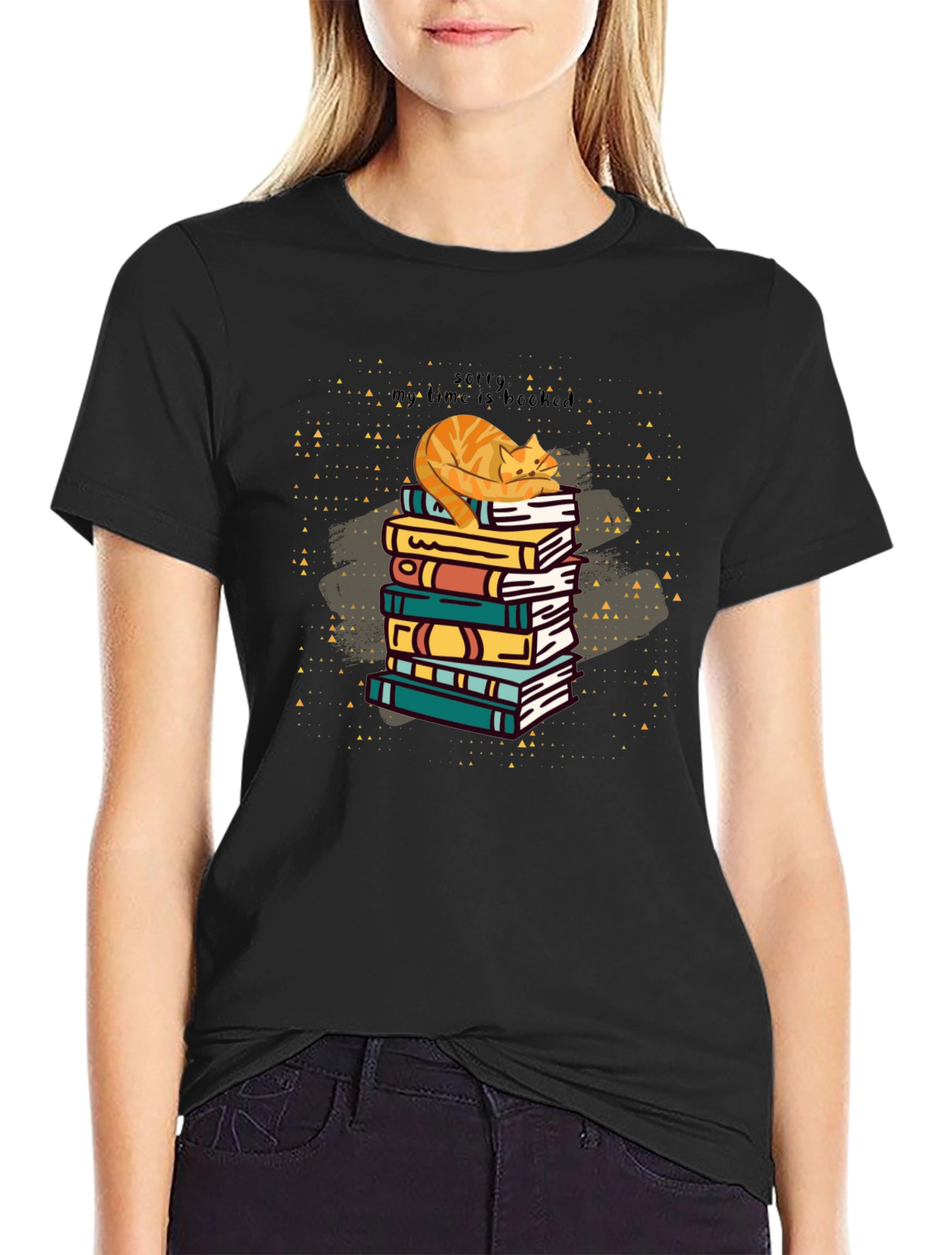 Booked Time Cat Graphic Tee