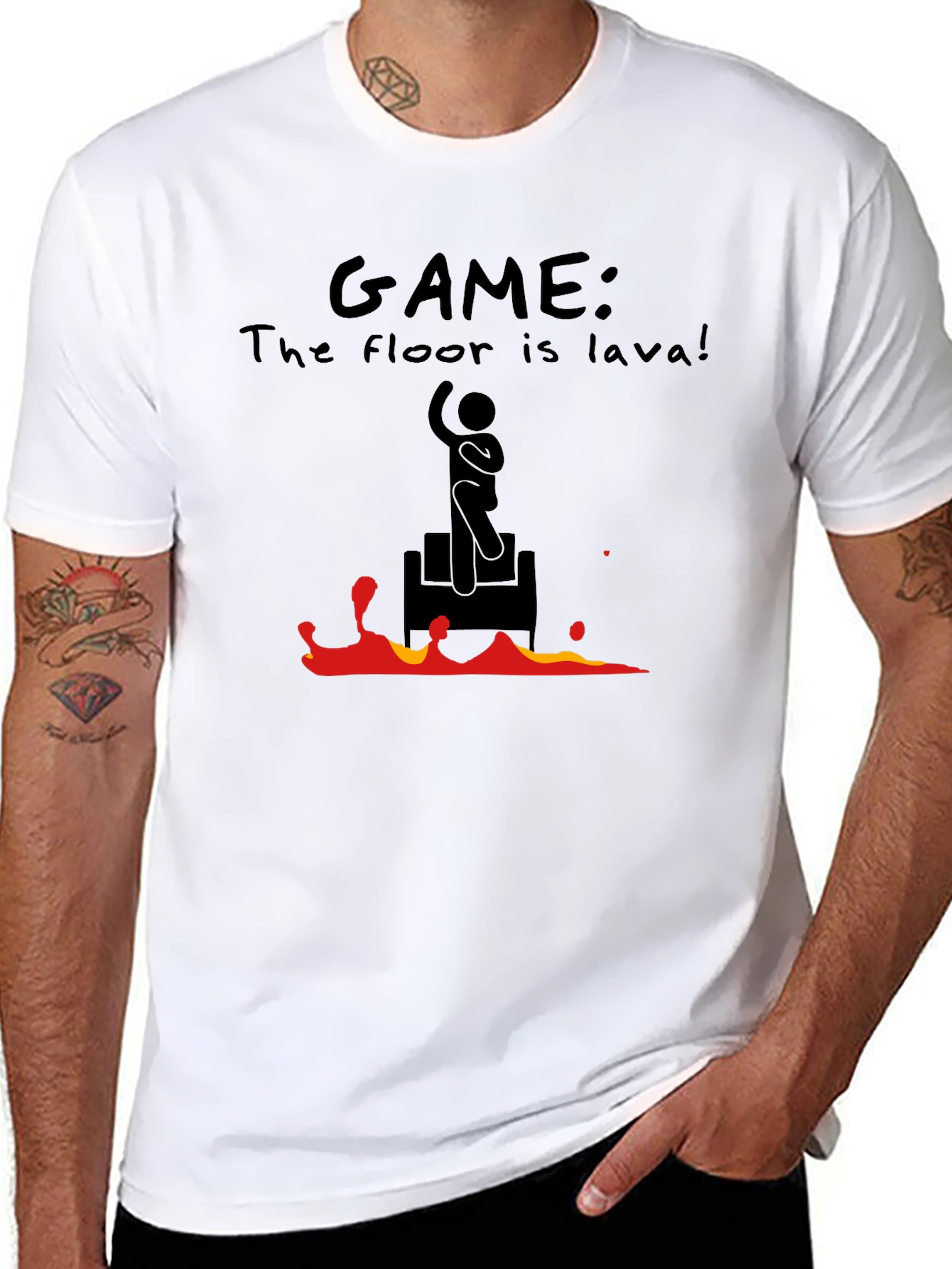 The Floor is Lava Game Black T-Shirt