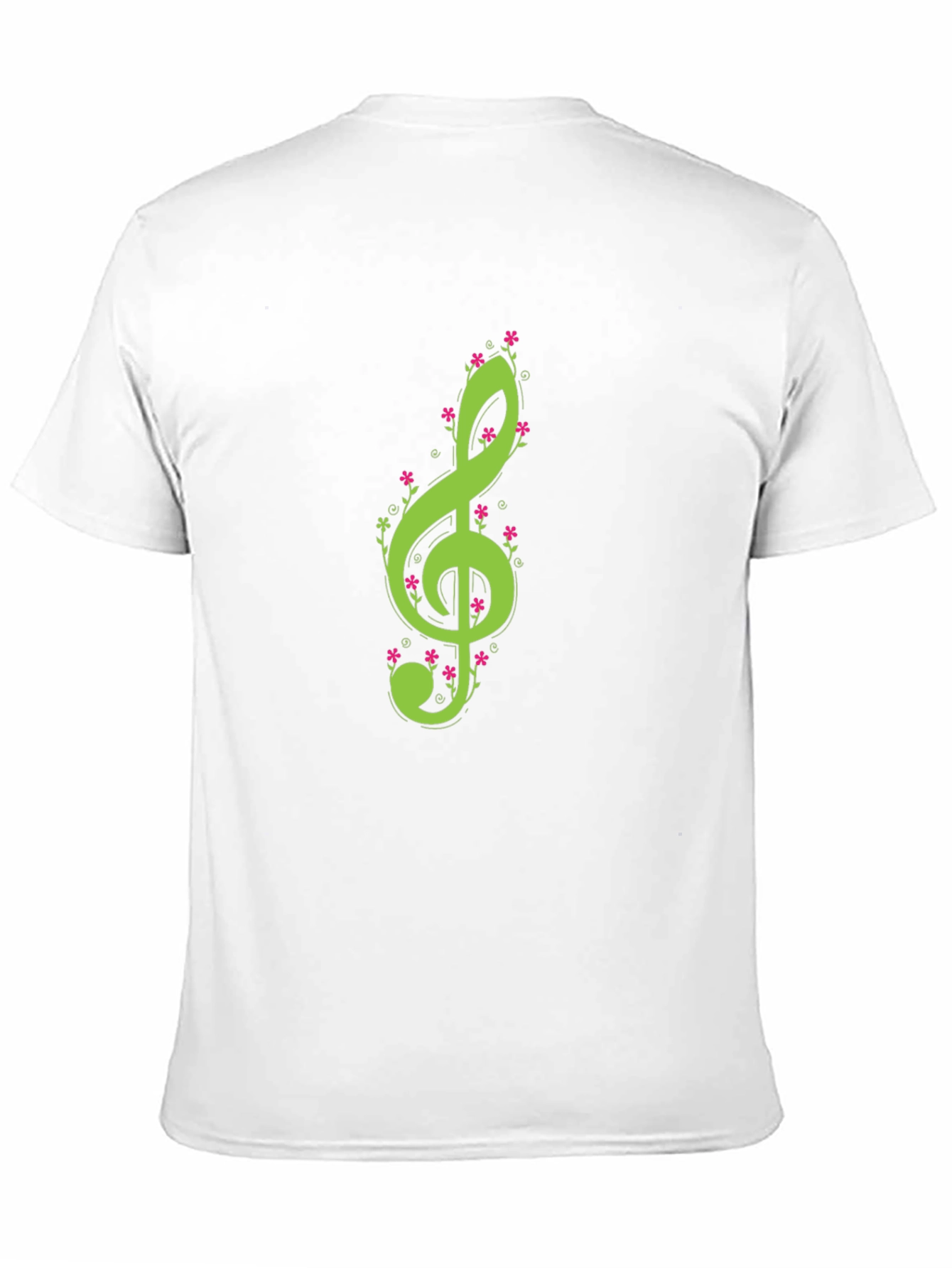 Floral Treble Clef Black T-Shirt