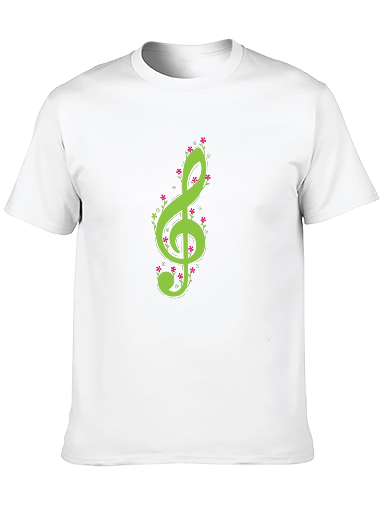 Floral Treble Clef Black T-Shirt