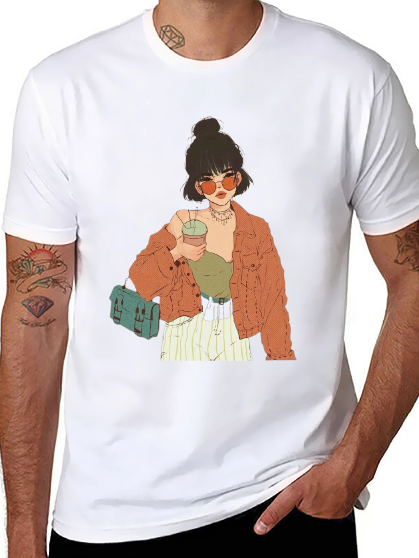 Trendy Girl Graphic Tee - Casual Black T-Shirt