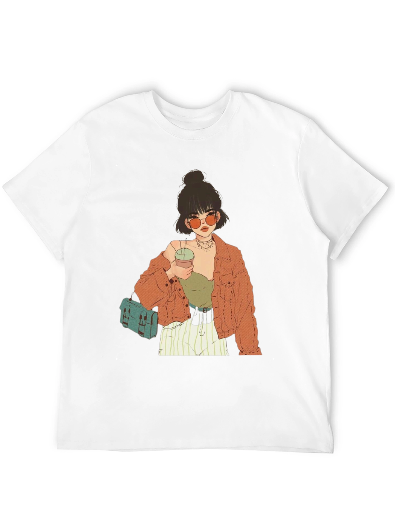 Trendy Girl Graphic Tee - Casual Black T-Shirt