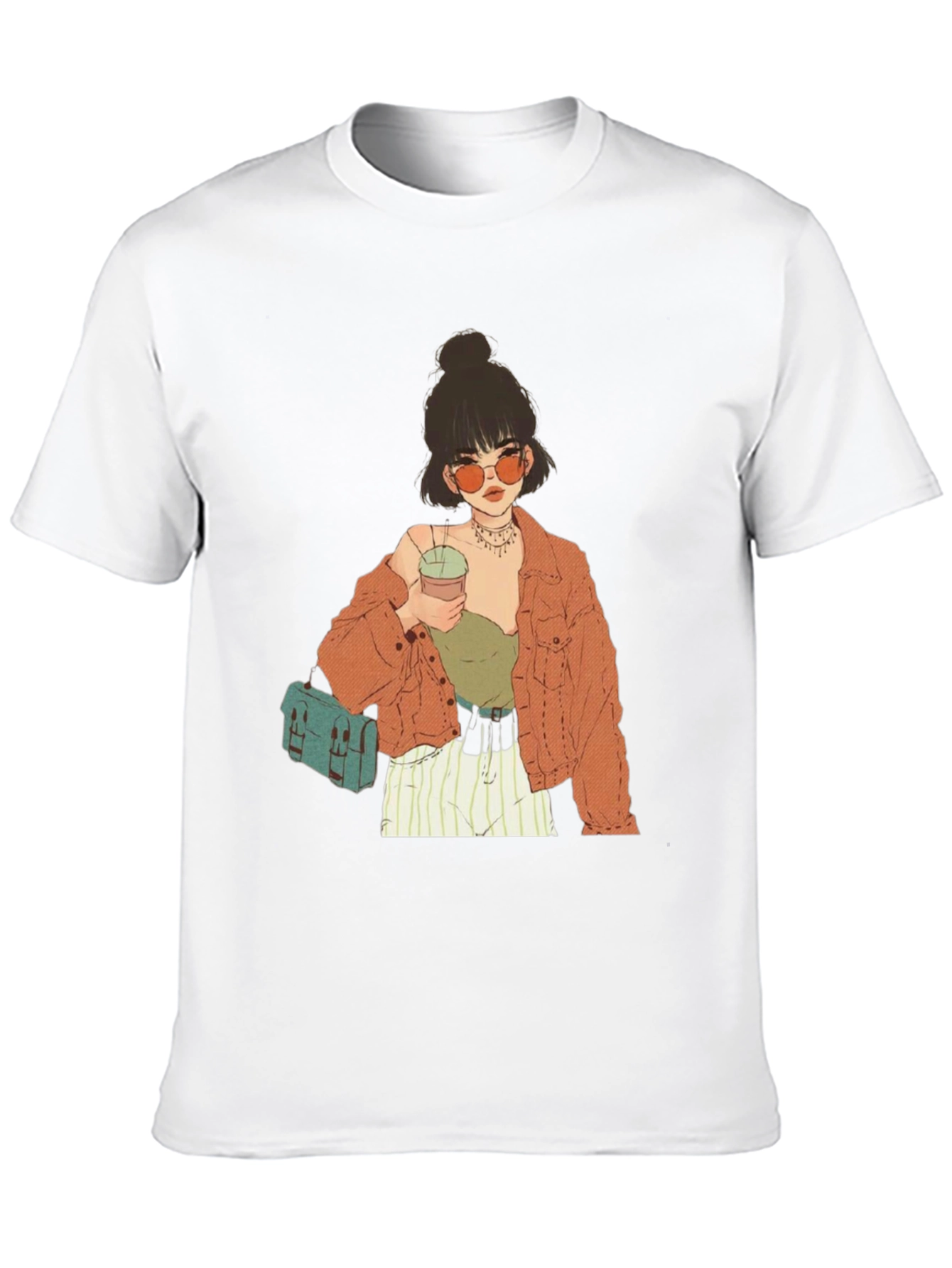 Trendy Girl Graphic Tee - Casual Black T-Shirt