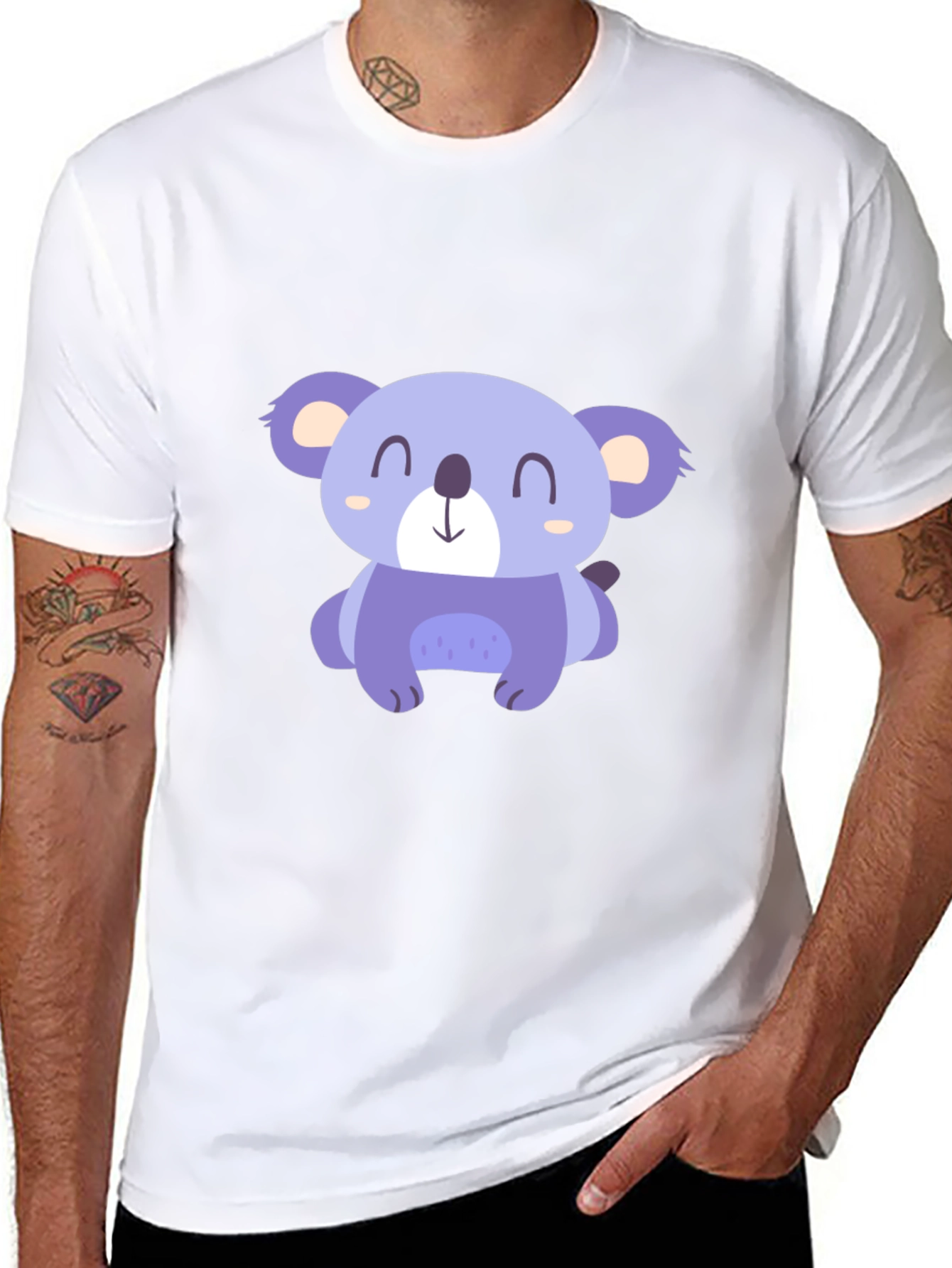 Cute Koala Graphic Tee - Casual Black T-Shirt