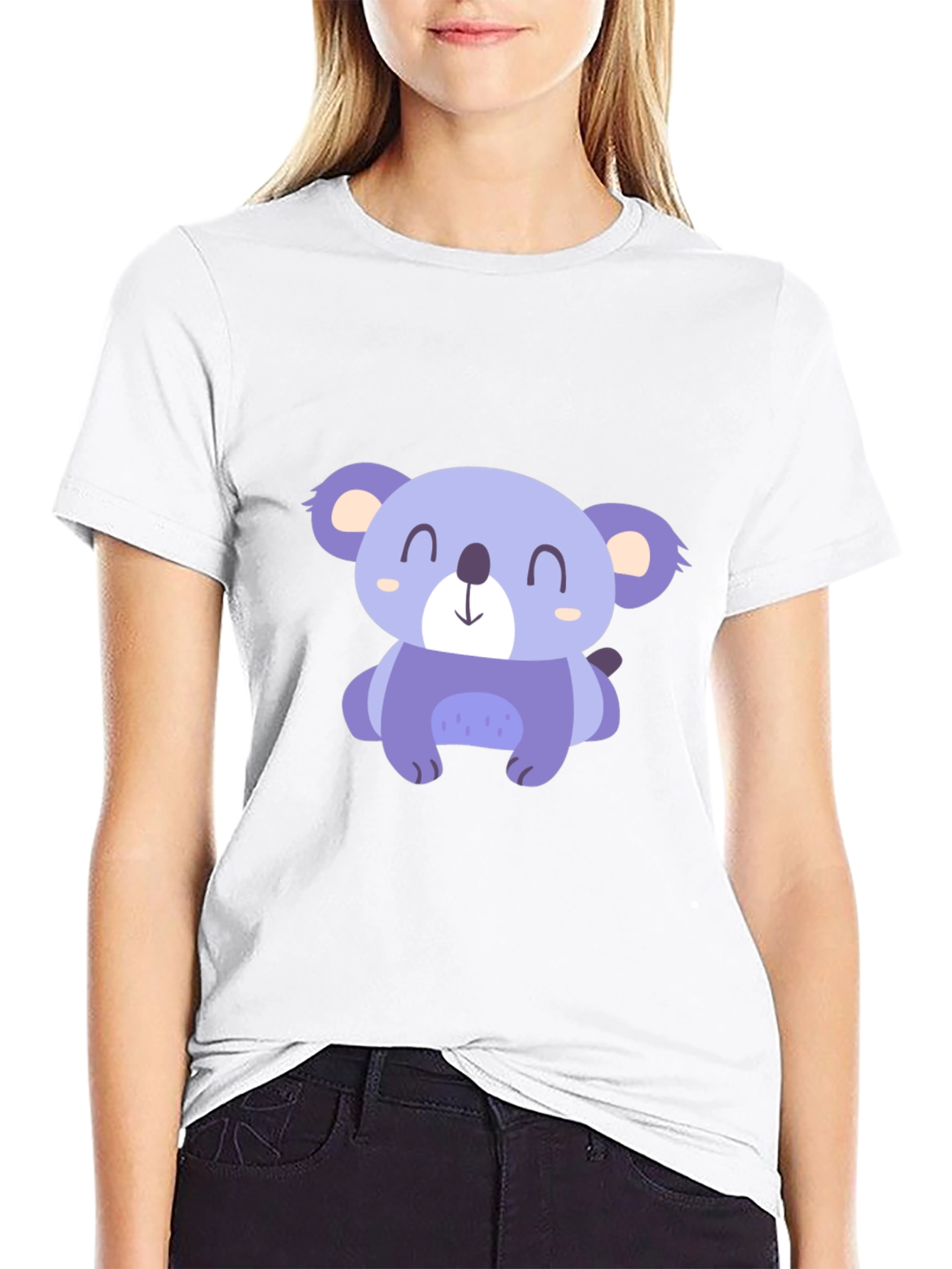 Cute Koala Graphic Tee - Casual Black T-Shirt