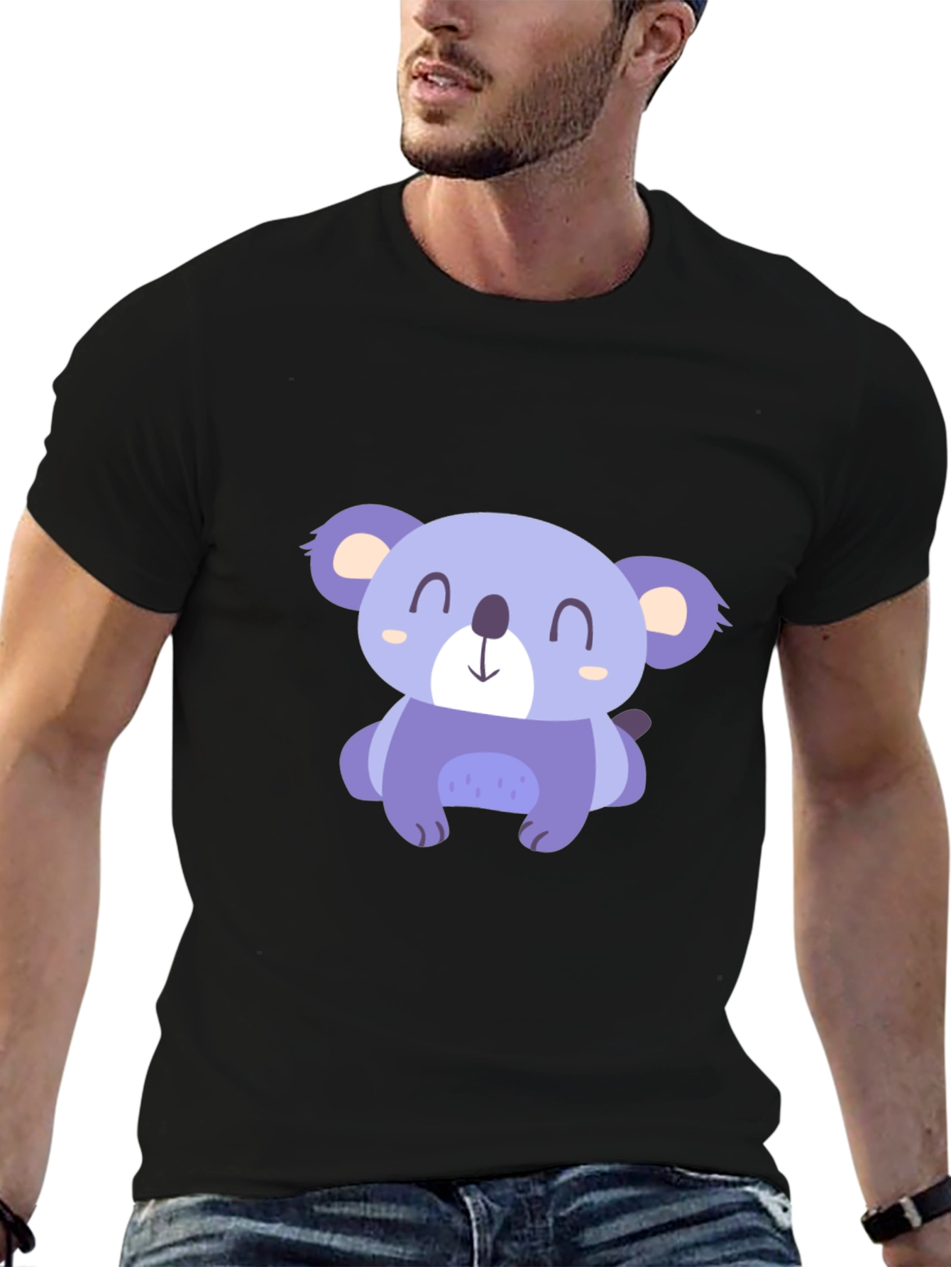 Cute Koala Graphic Tee - Casual Black T-Shirt