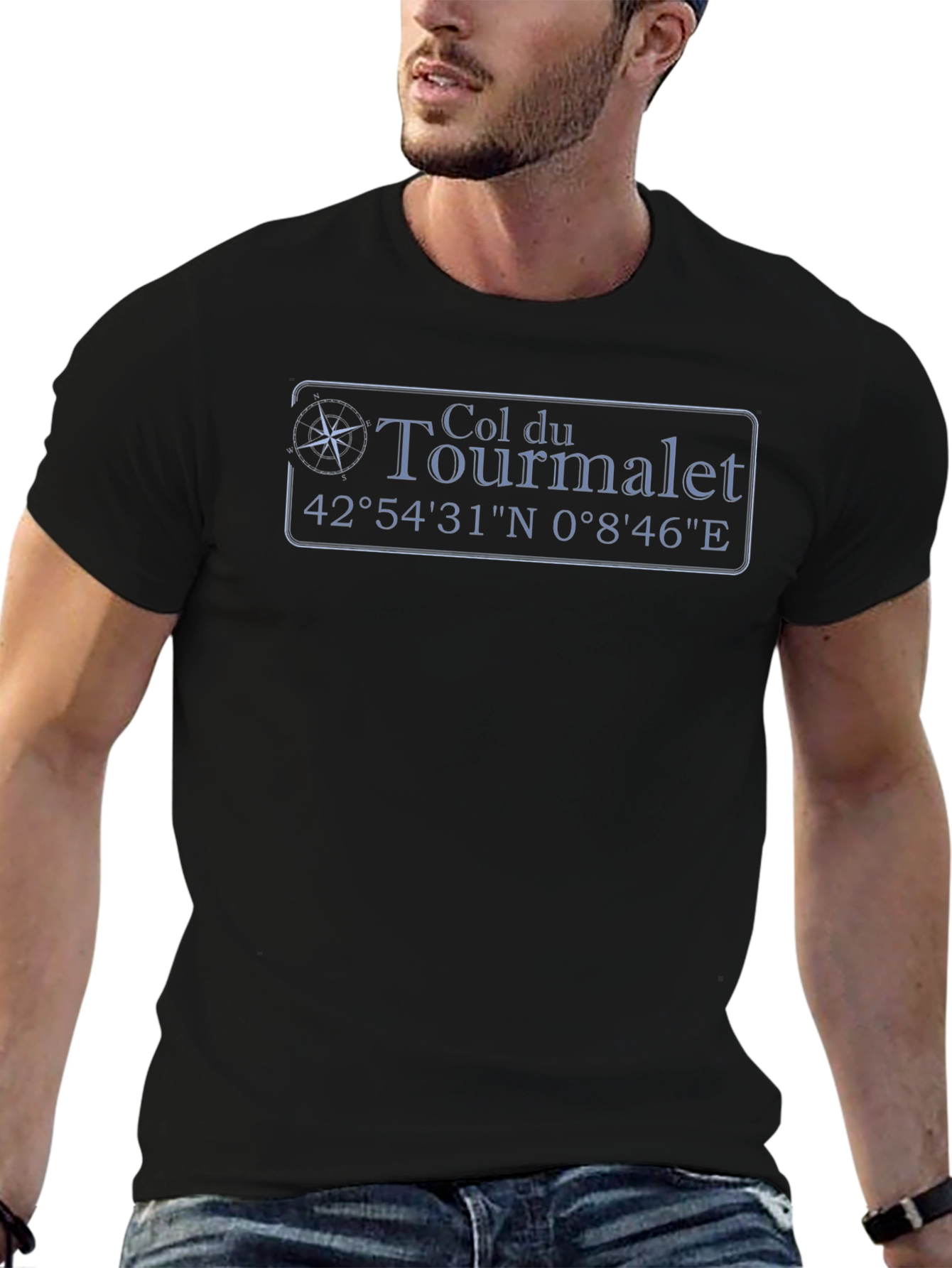 Col du Tourmalet Coordinates Black T-Shirt