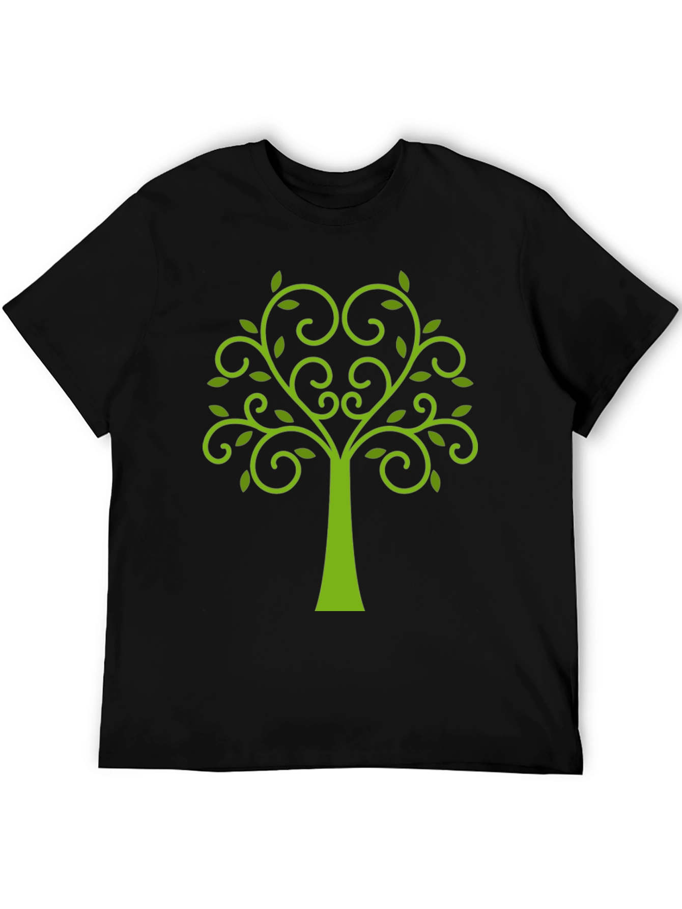 Green Tree Graphic Black T-Shirt