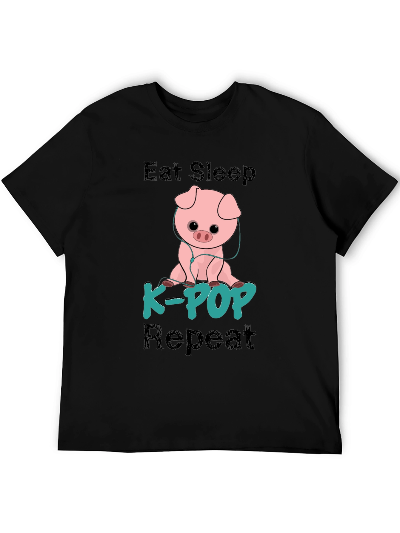 Eat Sleep K-Pop Repeat Pig Graphic Tee