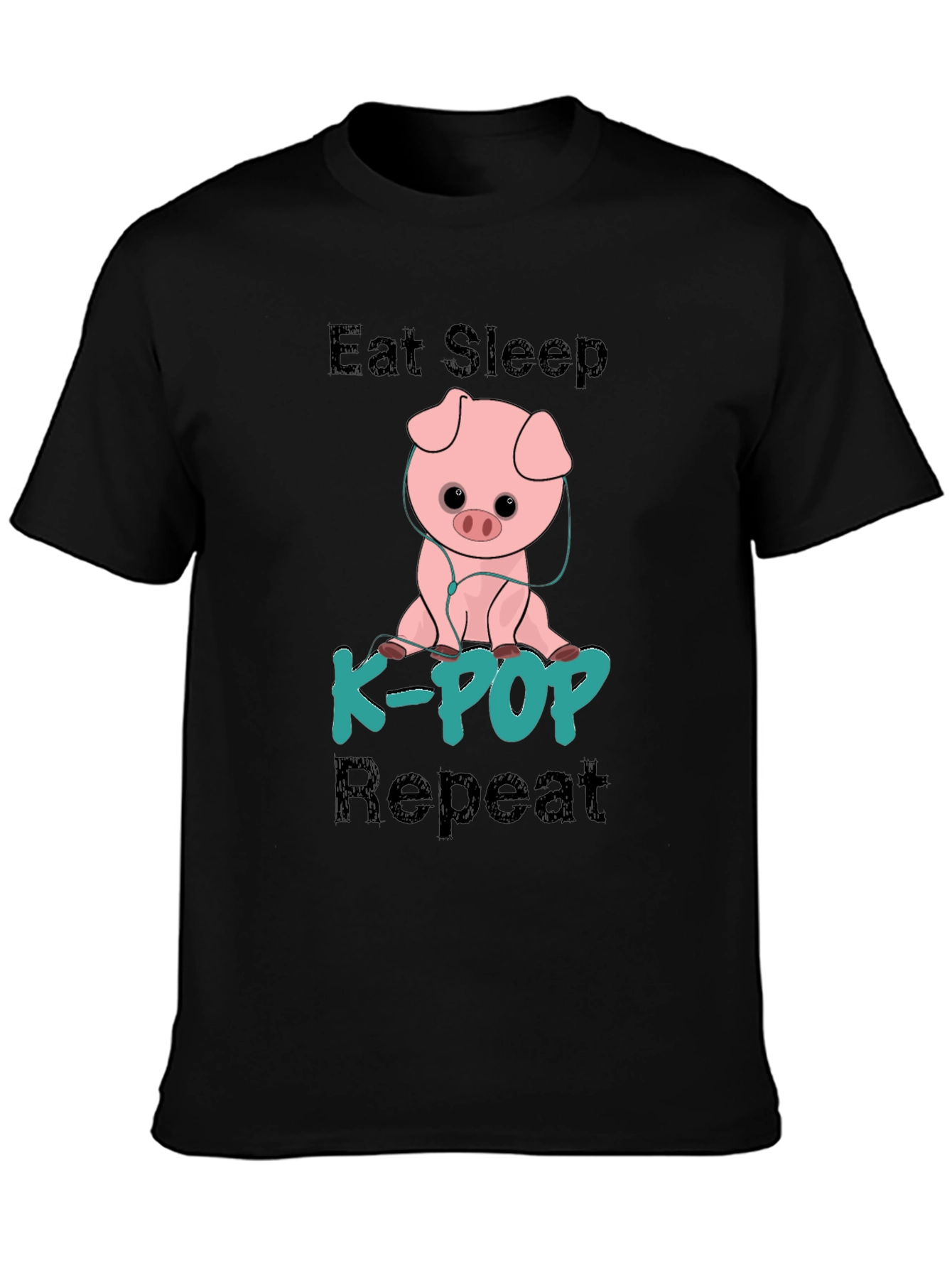 Eat Sleep K-Pop Repeat Pig Graphic Tee