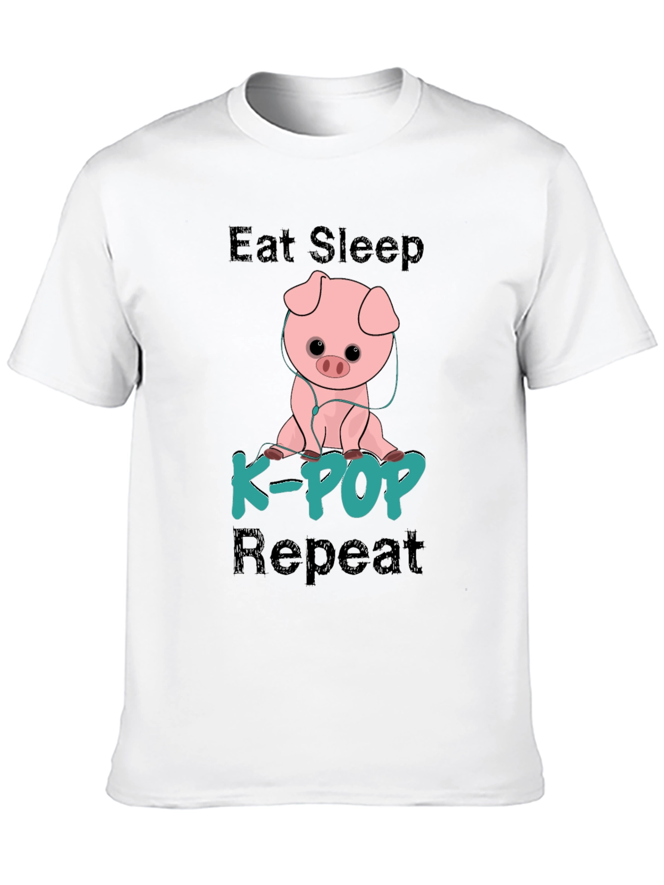 Eat Sleep K-Pop Repeat Pig Graphic Tee