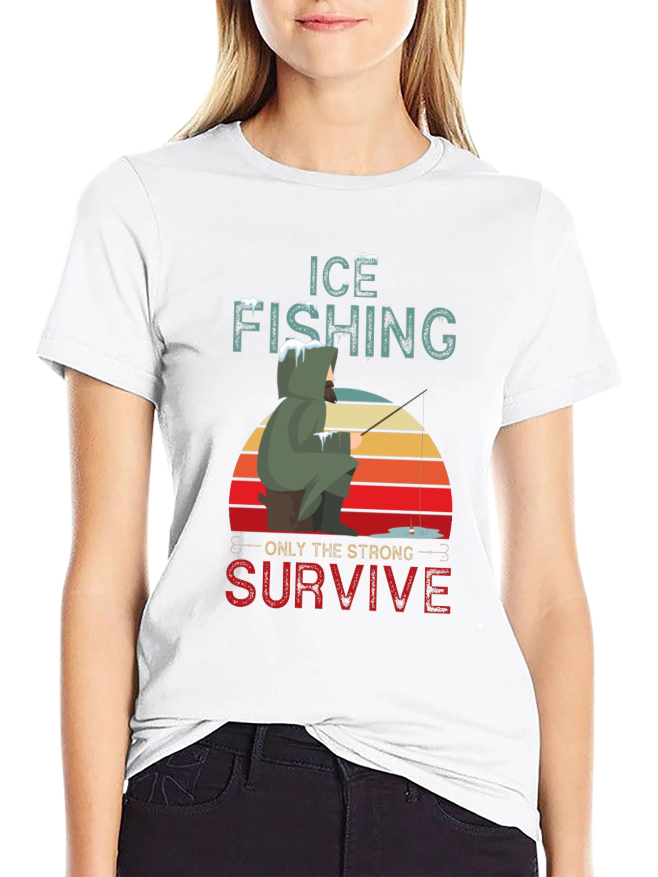 Ice Fishing T-Shirt - Only The Strong Survive