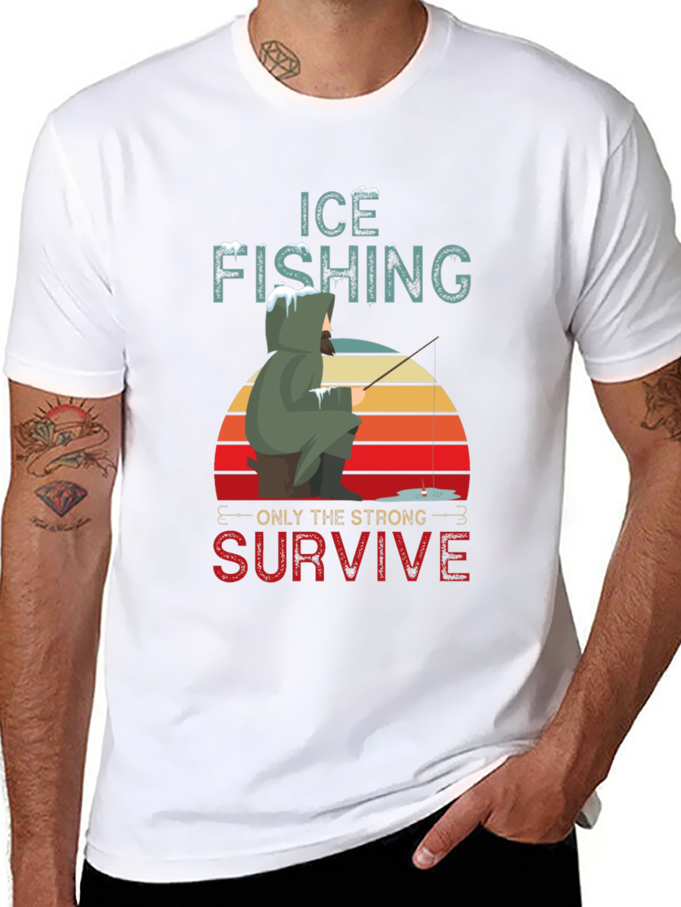 Ice Fishing T-Shirt - Only The Strong Survive