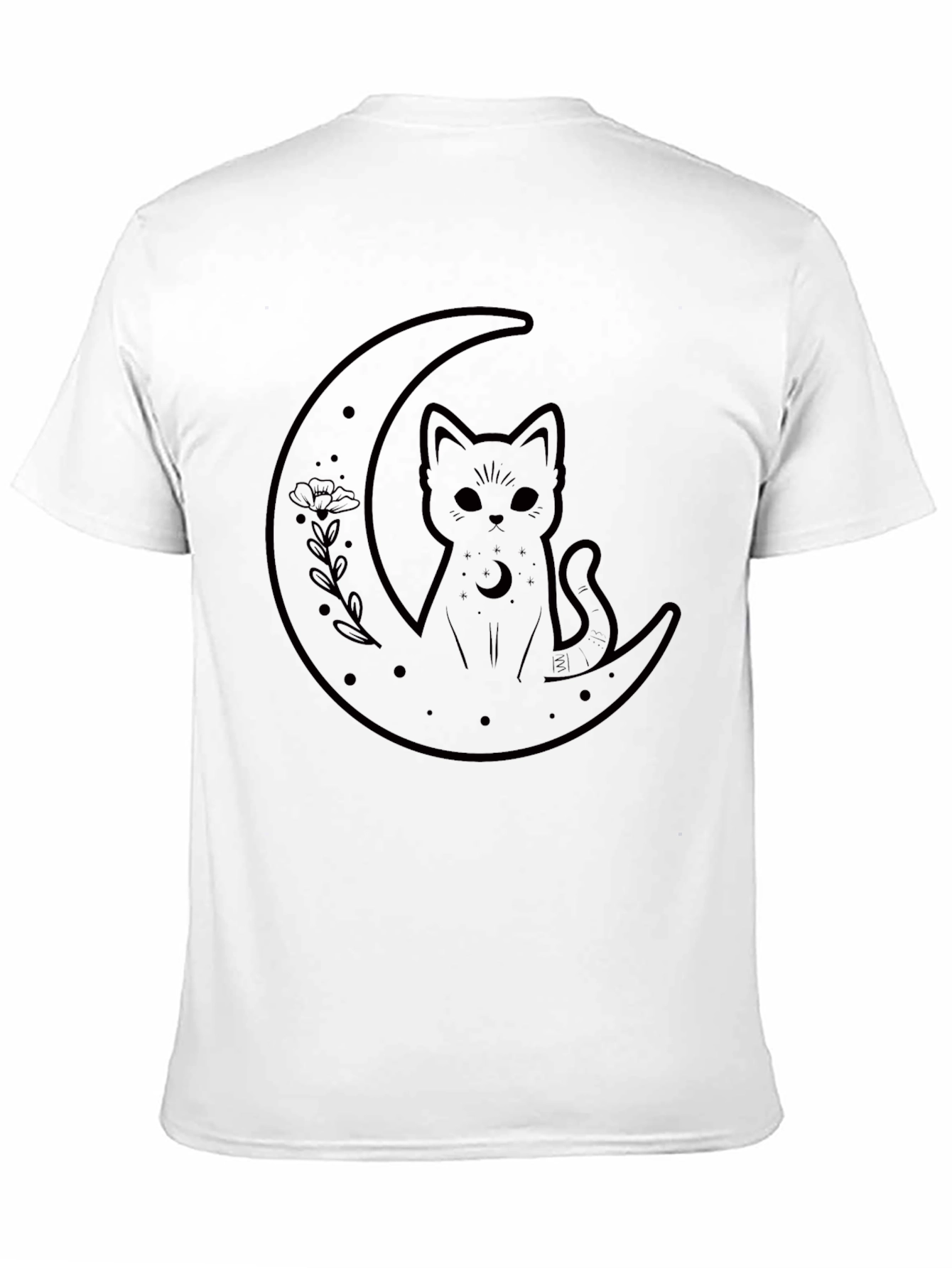Cat on Moon Graphic Tee - Black T-Shirt