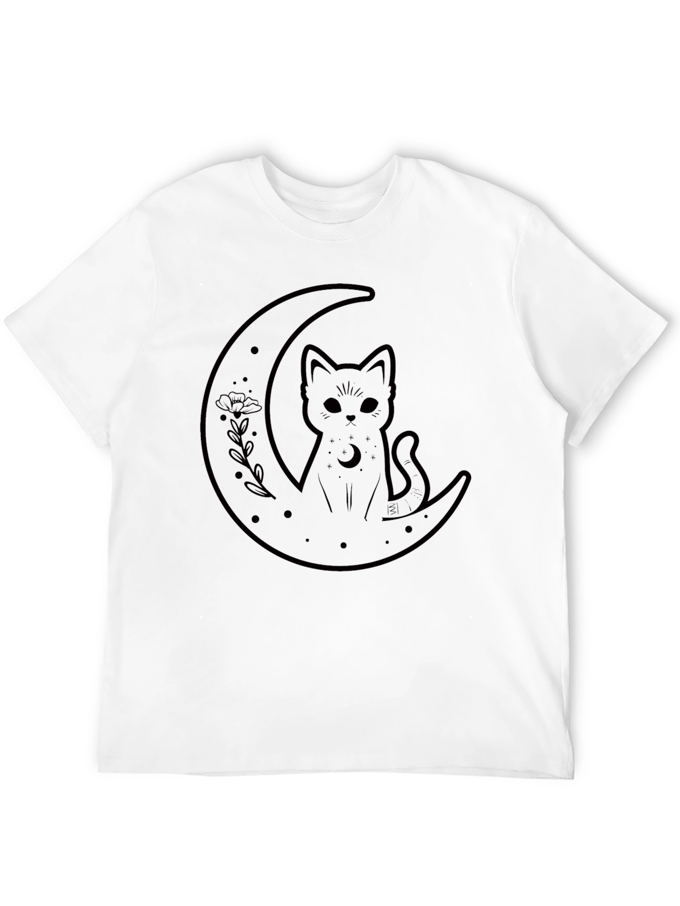 Cat on Moon Graphic Tee - Black T-Shirt