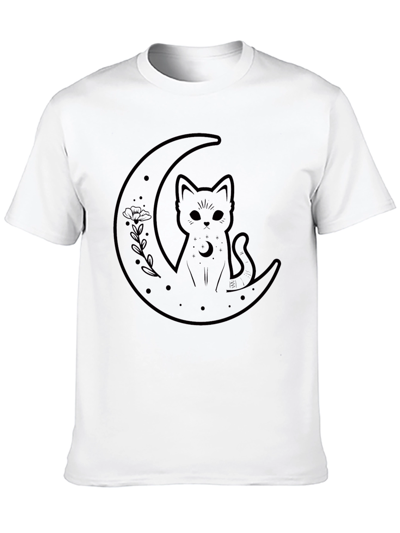 Cat on Moon Graphic Tee - Black T-Shirt