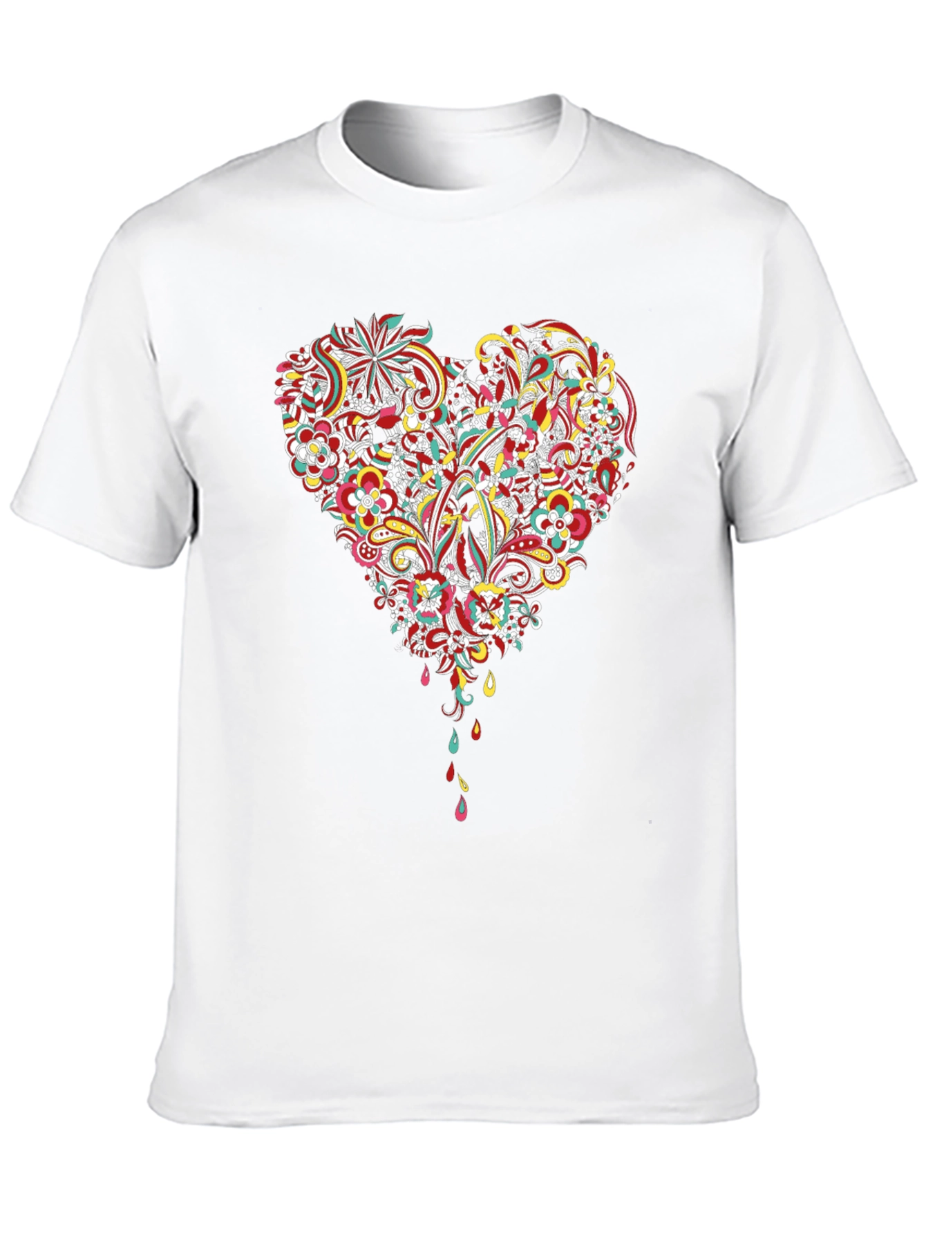 Floral Heart Graphic Black T-Shirt