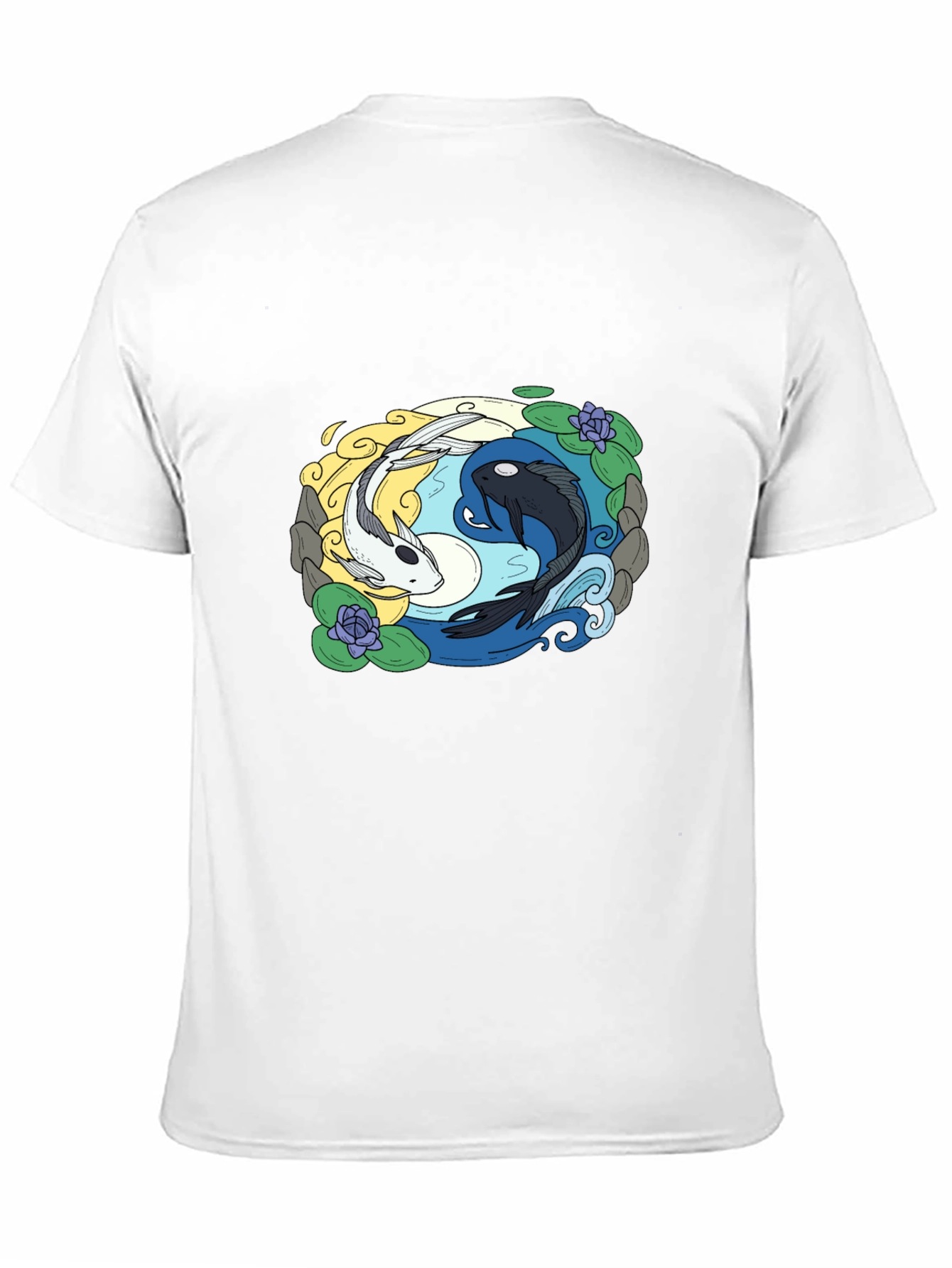 Yin Yang Koi Fish Graphic Tee - Black