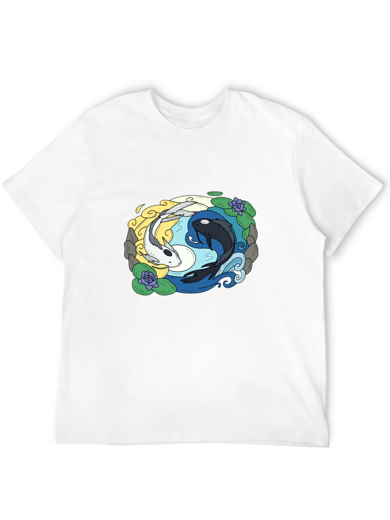 Yin Yang Koi Fish Graphic Tee - Black