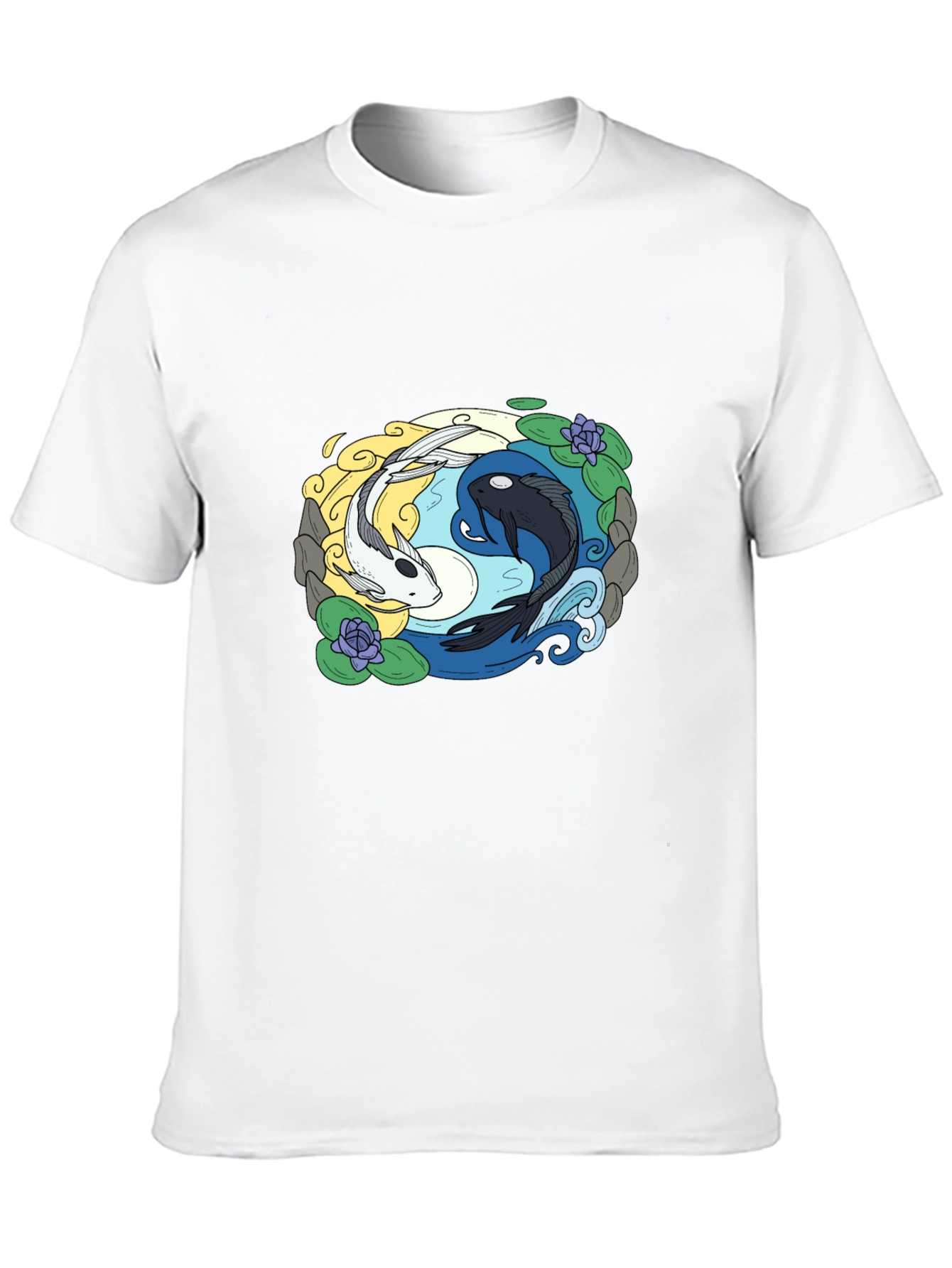 Yin Yang Koi Fish Graphic Tee - Black