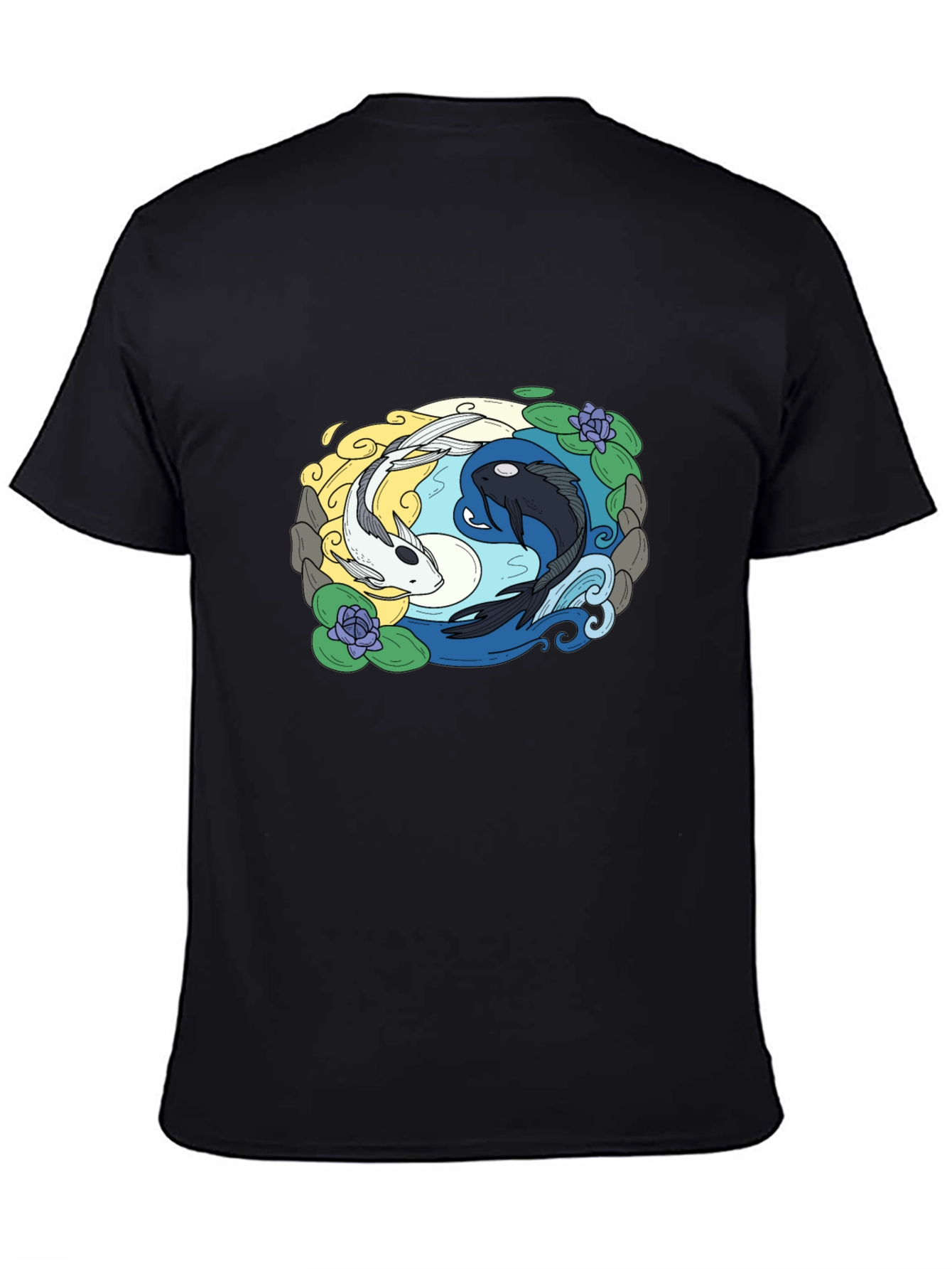 Yin Yang Koi Fish Graphic Tee - Black