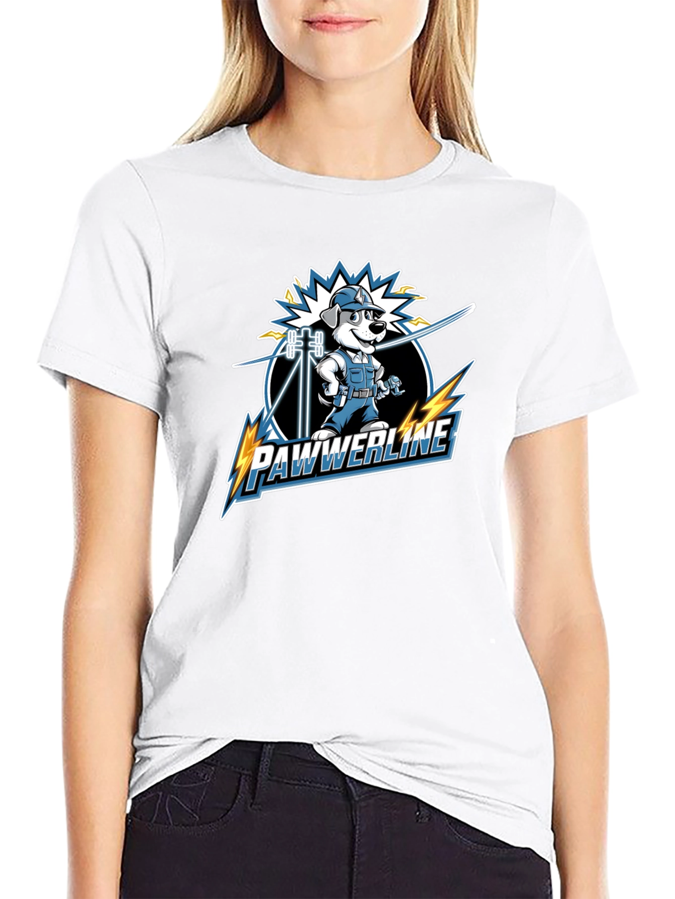 Pawwerline Electrician Dog Graphic T-Shirt